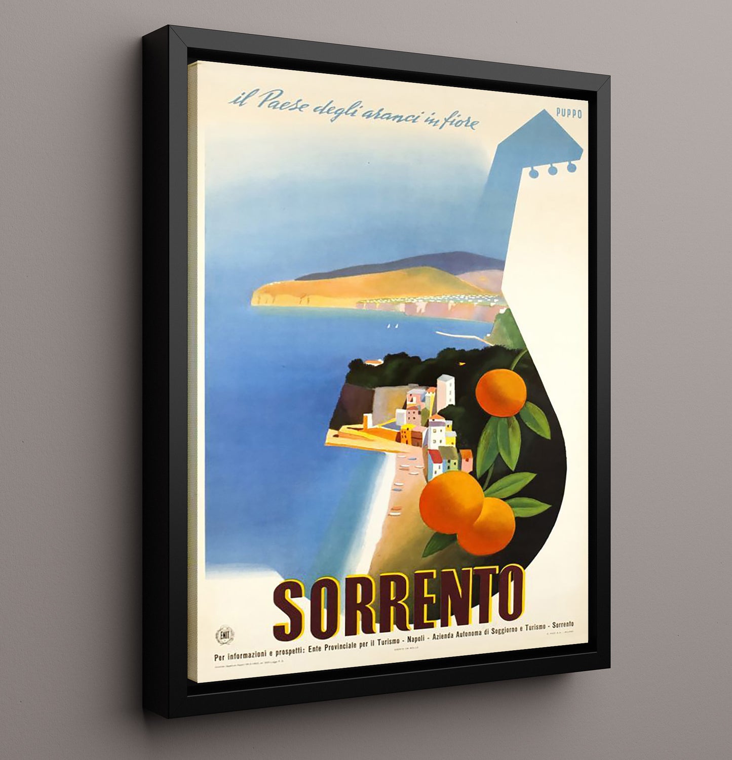 Sorrento Italy Vintage Travel Print 16x20 Framed Canvas travel wall art print