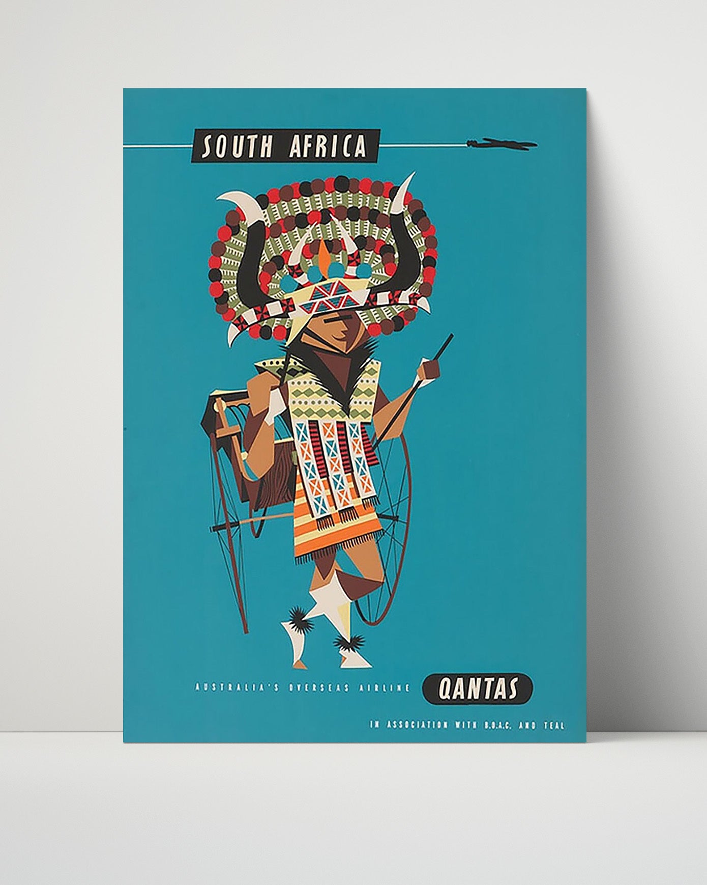 South Africa Qantas Vintage Travel Print 16x20 Unframed Print travel wall art print
