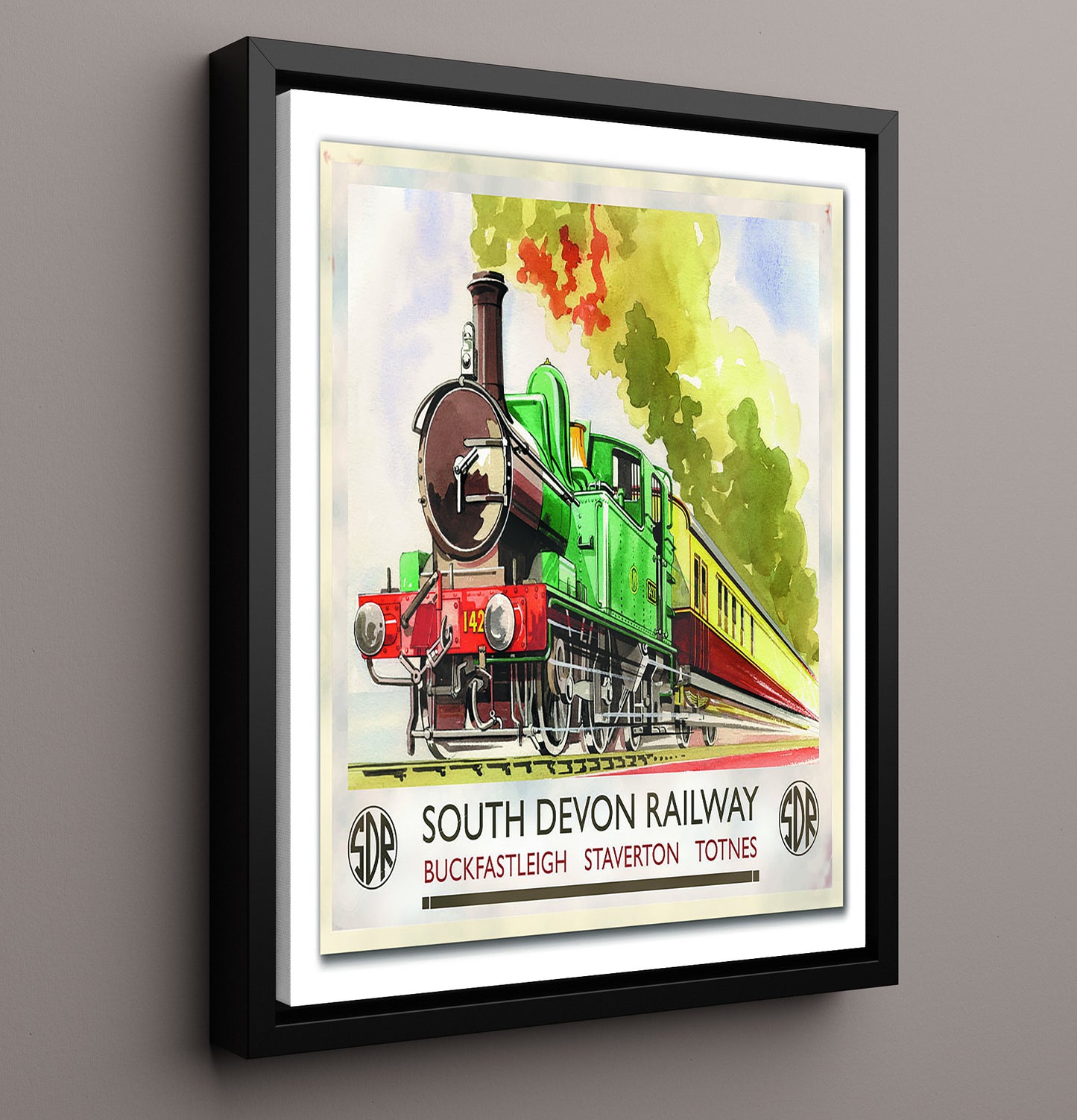 South Devon Railway Vintage Travel Print 16x20 Framed Canvas travel wall art print
