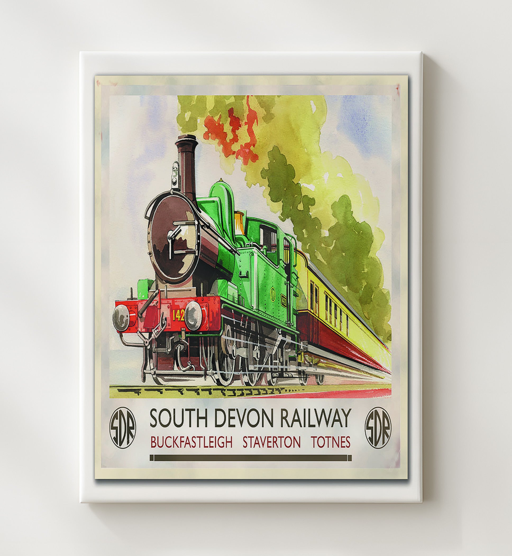 South Devon Railway Vintage Travel Print 20x24 Canvas travel wall art print