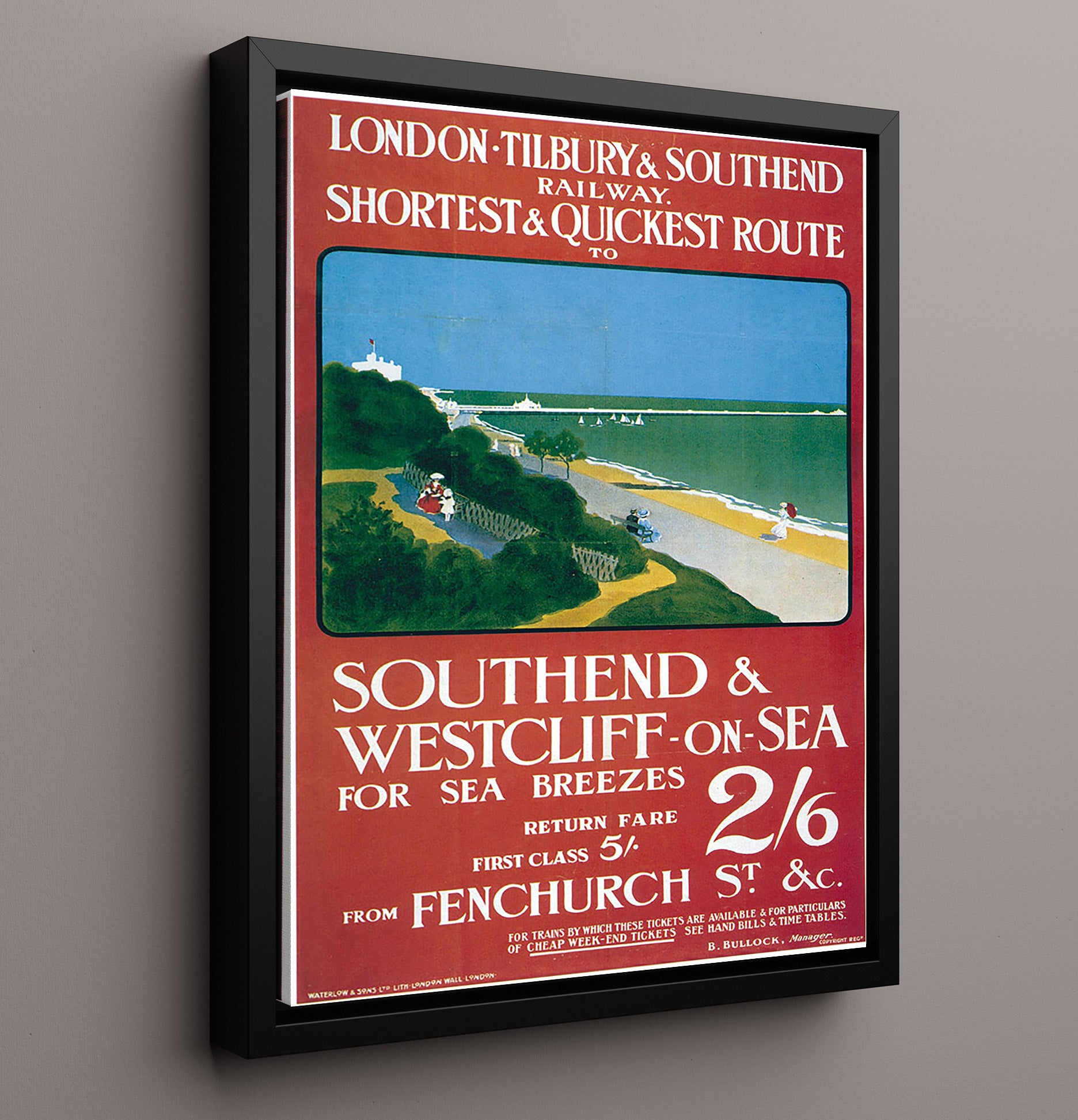 Southend Seaside Vintage Travel Print 16x20 Framed Canvas travel wall art print