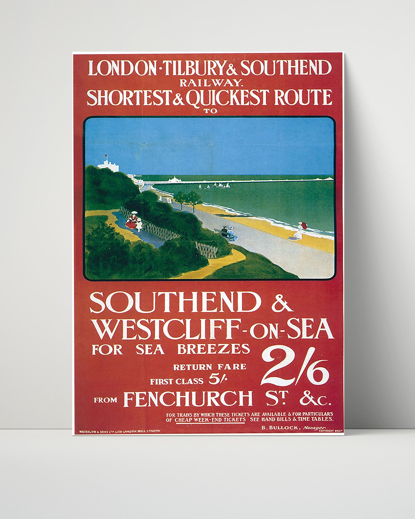 Southend Seaside Vintage Travel Print 16x20 Unframed Print travel wall art print