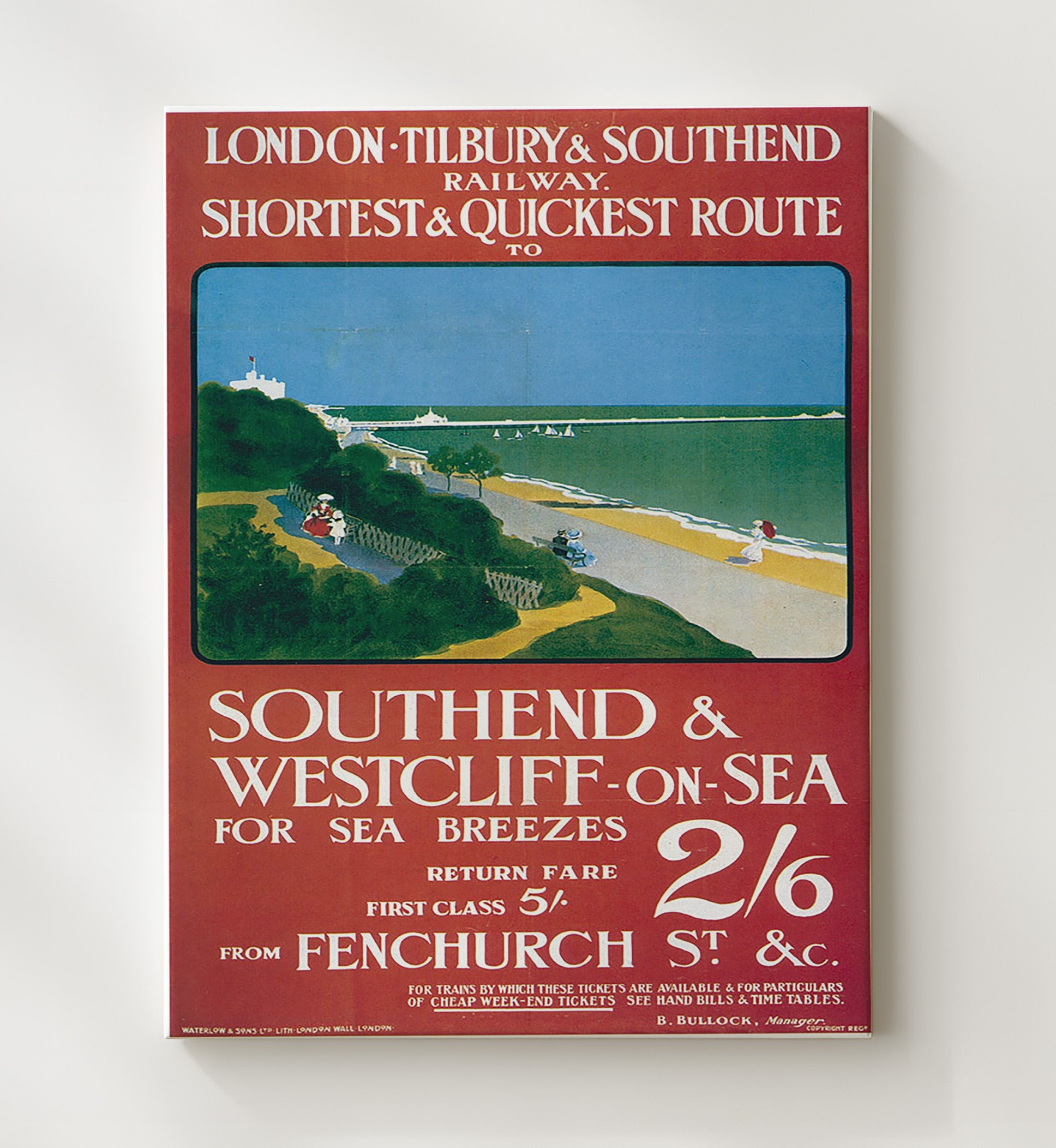 Southend Seaside Vintage Travel Print 20x24 Canvas travel wall art print