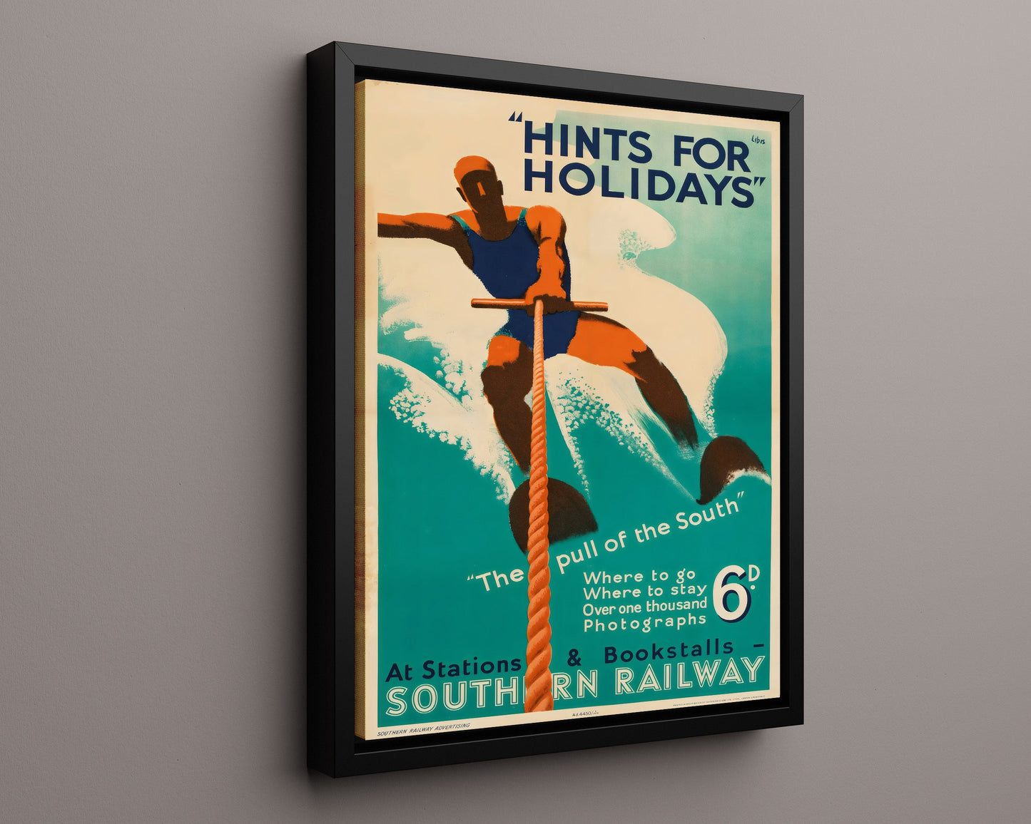 Classic Travel Poster - Southern Railway - Holiday Water Ski