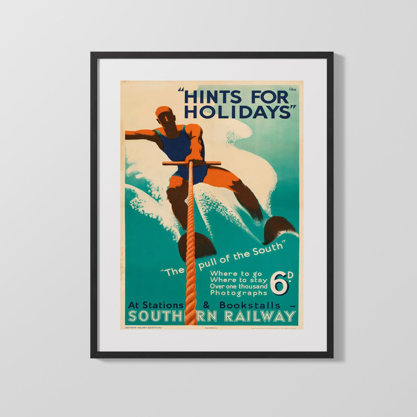 Classic Travel Poster - Southern Railway - Holiday Water Ski