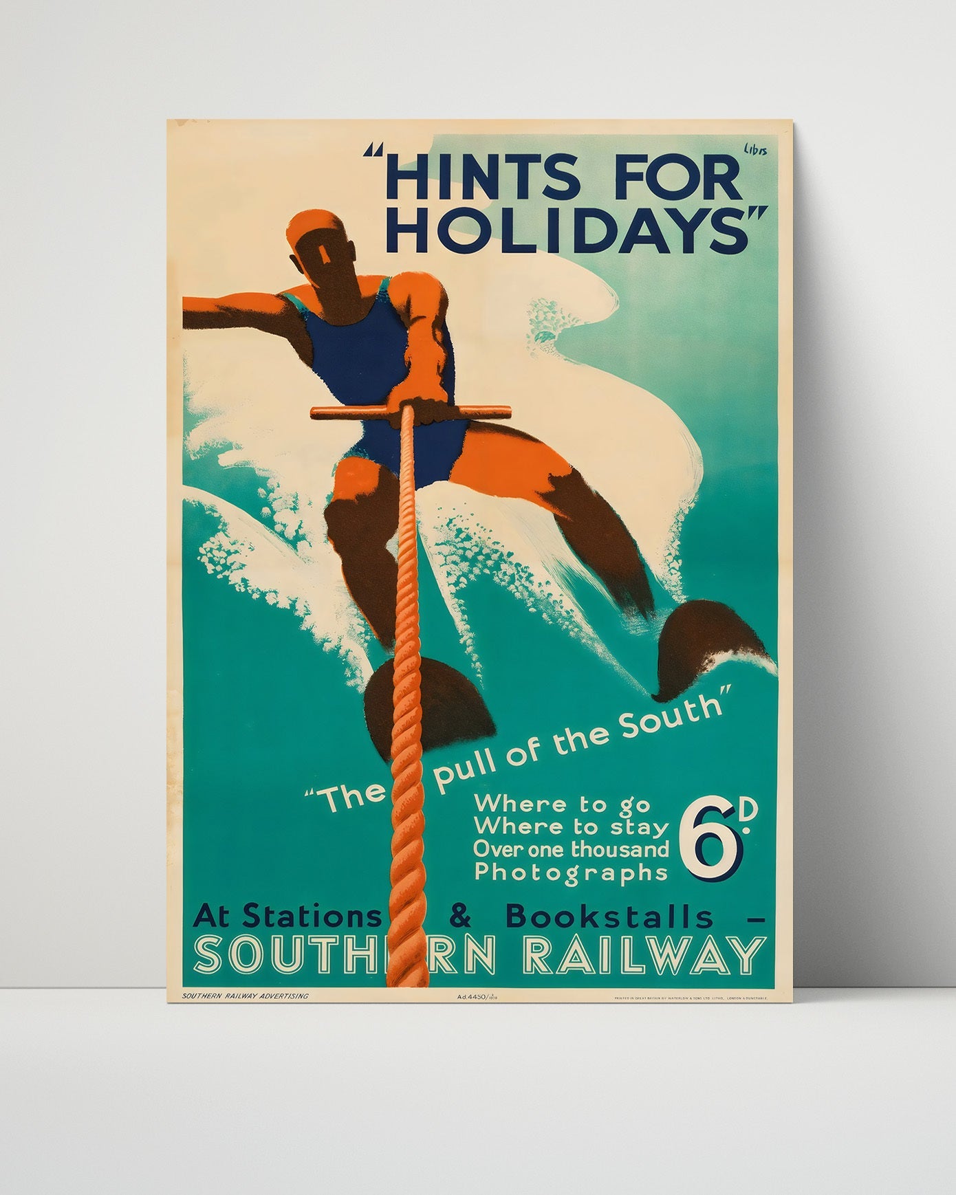 Classic Travel Poster - Southern Railway - Holiday Water Ski