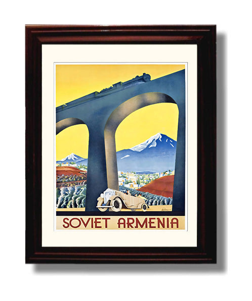 Soviet Armenia Railway Vintage Travel Print 8x10 Beveled Frame travel wall art print