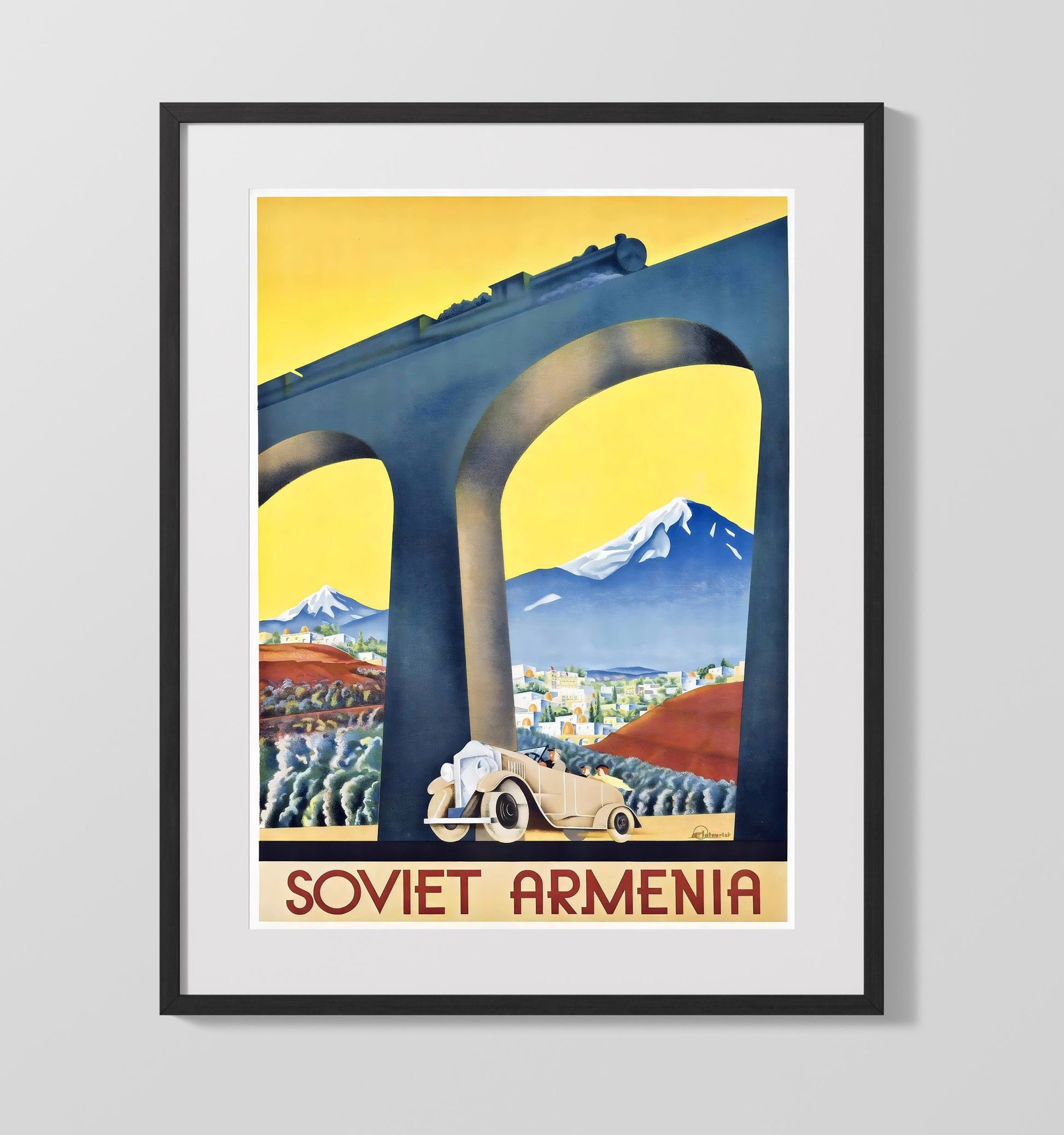 Soviet Armenia Railway Vintage Travel Print 16x20 Gallery Frame travel wall art print