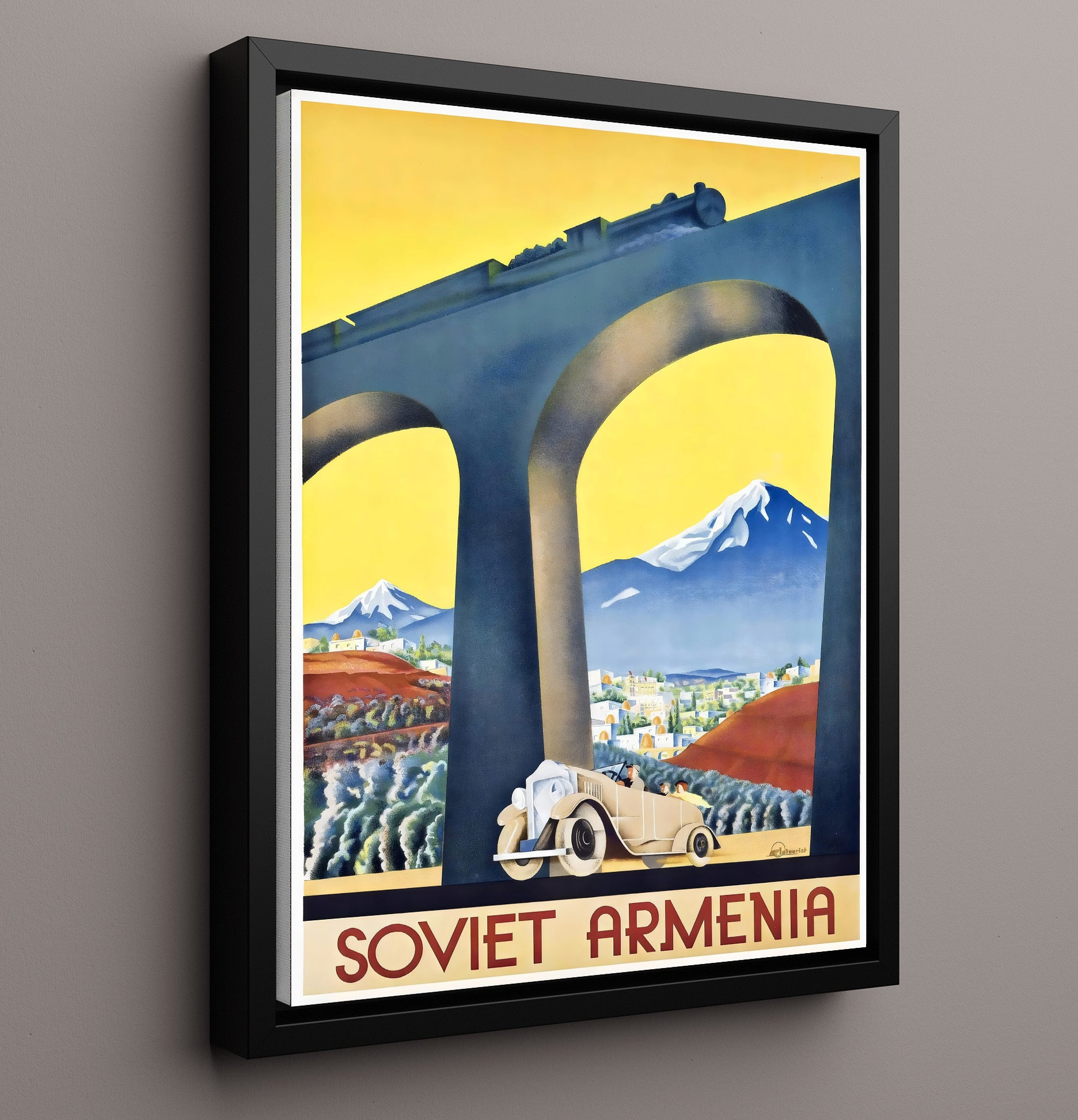 Soviet Armenia Railway Vintage Travel Print 16x20 Framed Canvas travel wall art print