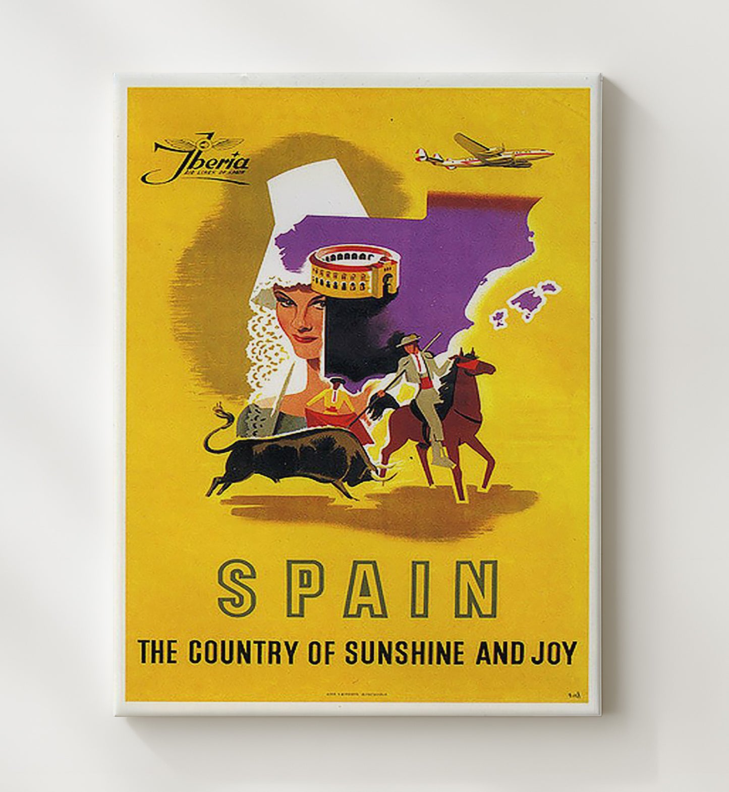 Spain Iberia Bullfighting and Flamenco Vintage Travel Print 20x24 Canvas travel wall art print