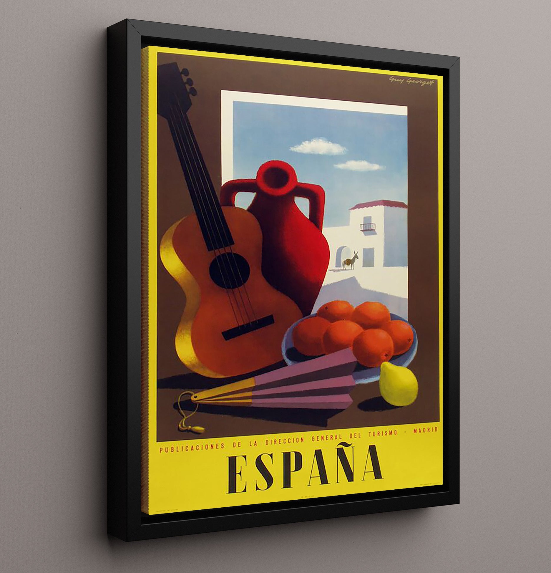Spain Madrid Tourism Vintage Travel Print 16x20 Framed Canvas travel wall art print