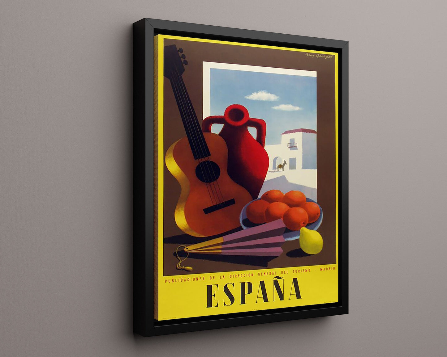 Classic Travel Poster - Spain - Madrid Tourism Travel Vintage Framed Prints Floating Canvas 16x20