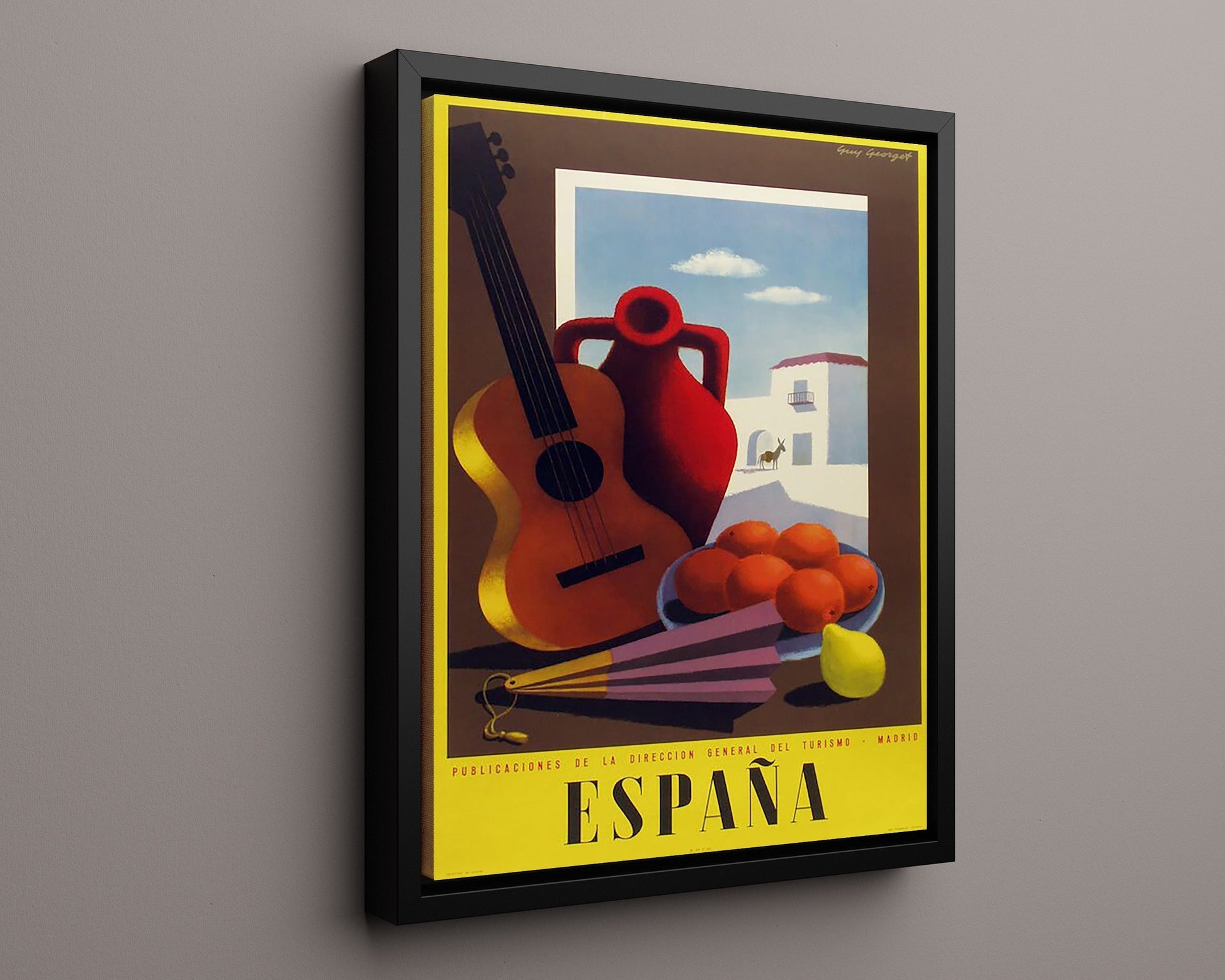 Classic Travel Poster - Spain - Madrid Tourism Travel Vintage Framed Prints Floating Canvas 16x20