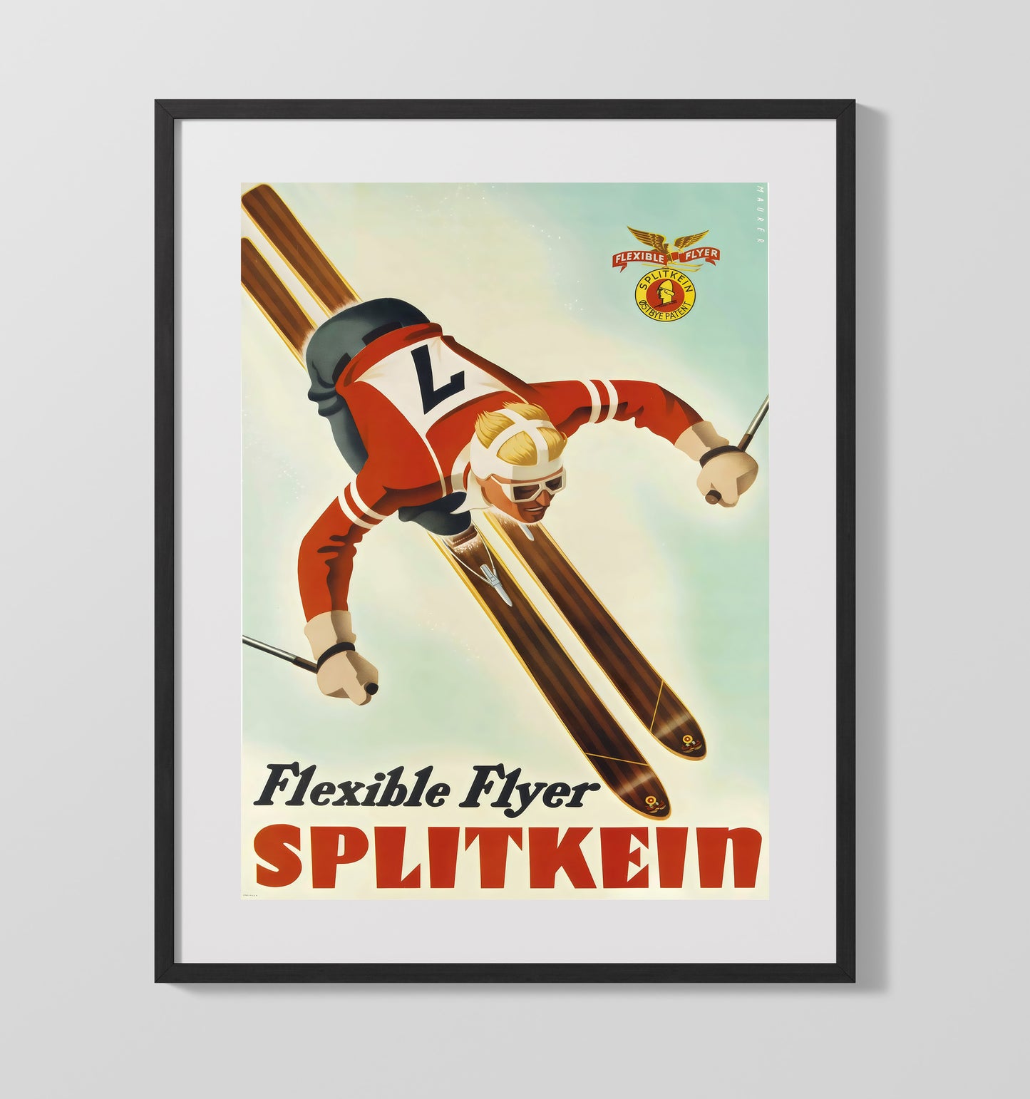 Splitkein Flexible Flyer Vintage Travel Print 16x20 Gallery Frame travel wall art print