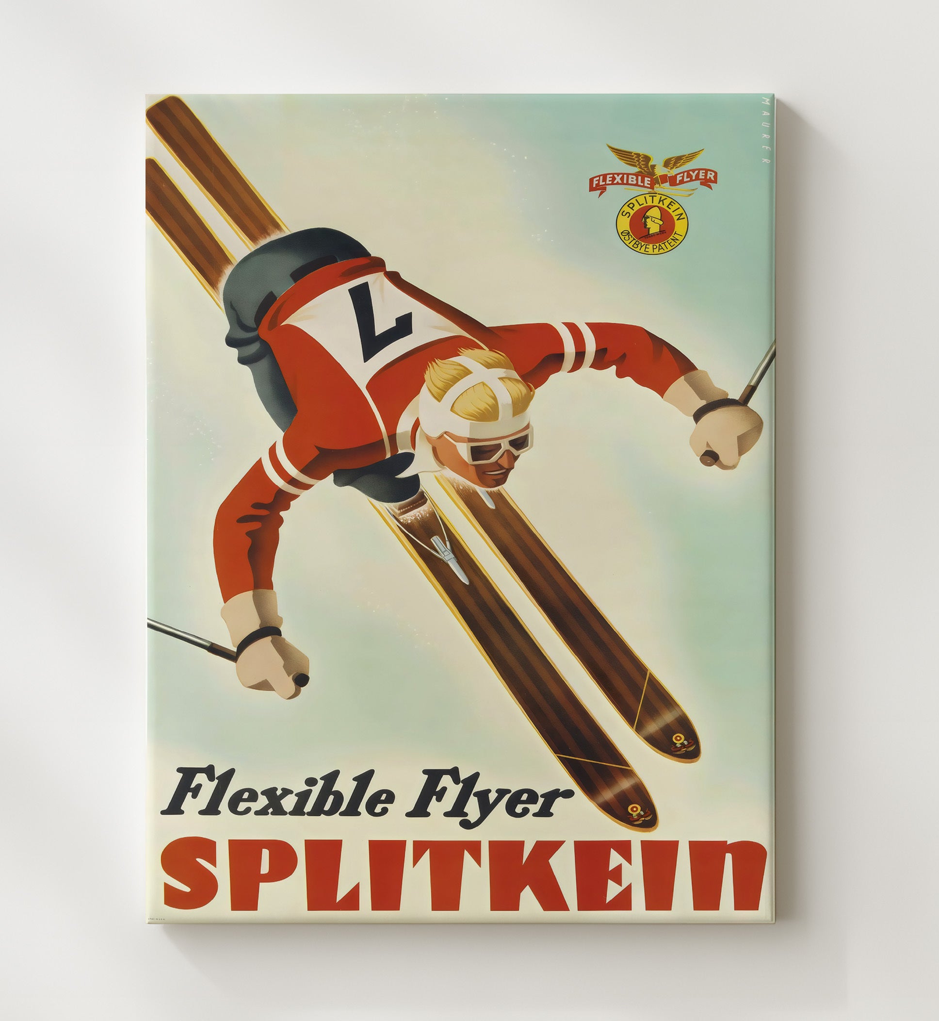 Splitkein Flexible Flyer Vintage Travel Print 20x24 Canvas travel wall art print