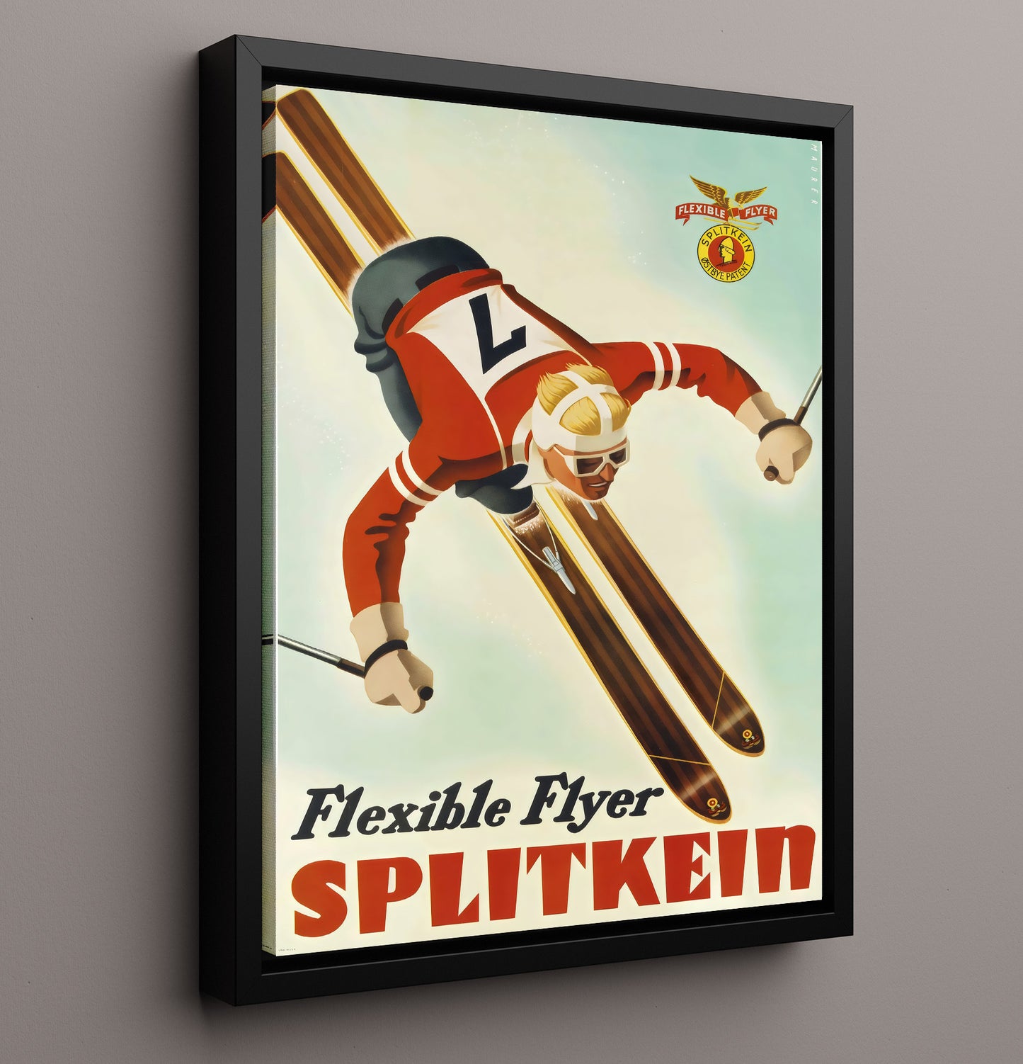 Splitkein Flexible Flyer Vintage Travel Print 16x20 Framed Canvas travel wall art print