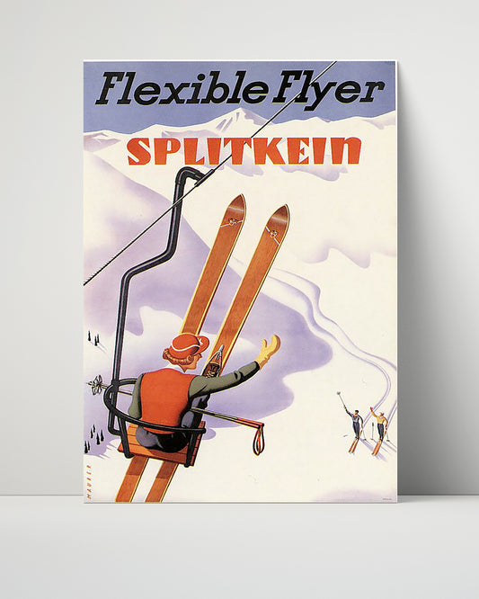 Splitkein Flexible Flyer Skiing - Travel - 16x20 Unframed Print