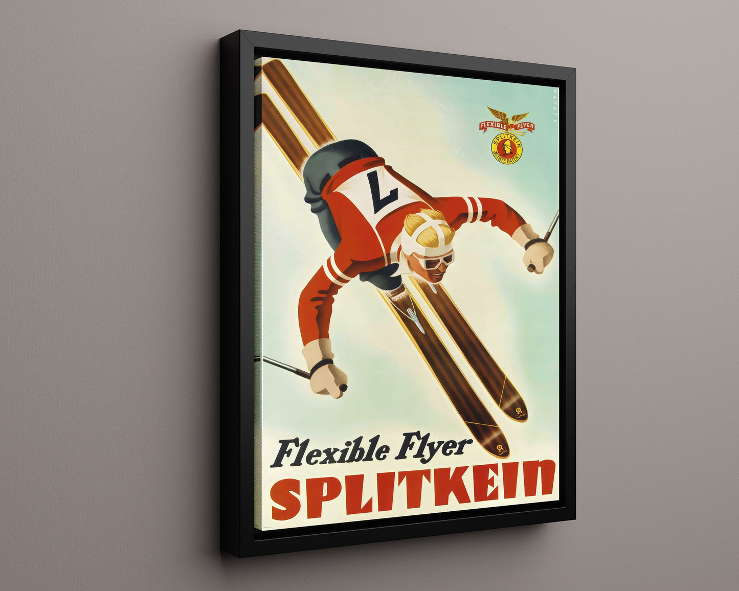 Classic Travel Poster - Splitkein - Flexible Flyer Skiing