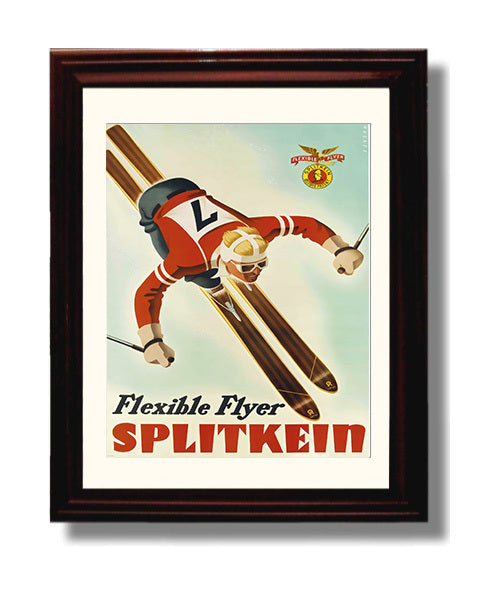 Classic Travel Poster - Splitkein - Flexible Flyer Skiing