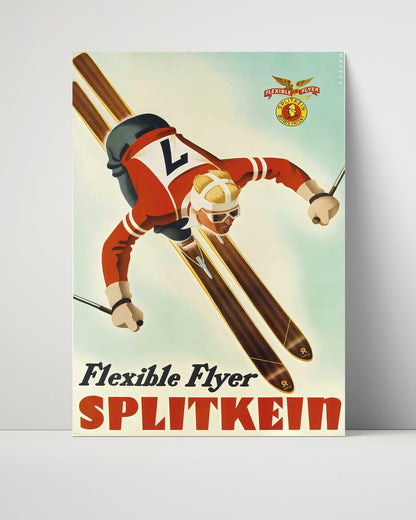 Classic Travel Unframed Poster -  Splitkein - Flexible Flyer Skiing