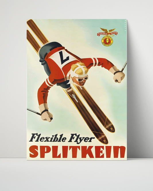 Classic Travel Unframed Poster -  Splitkein - Flexible Flyer Skiing