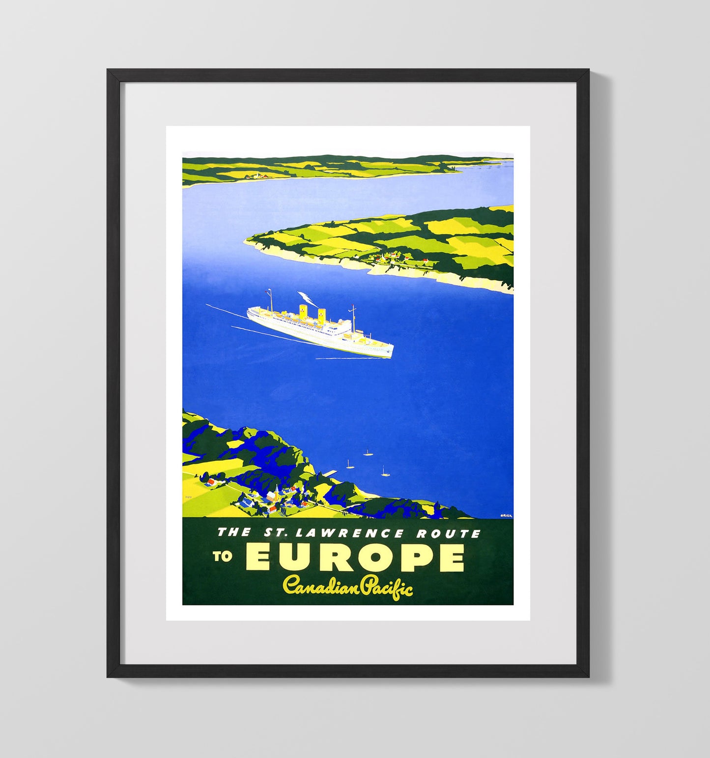 St. Lawrence Canadian Pacific Vintage Travel Print 16x20 Gallery Frame travel wall art print