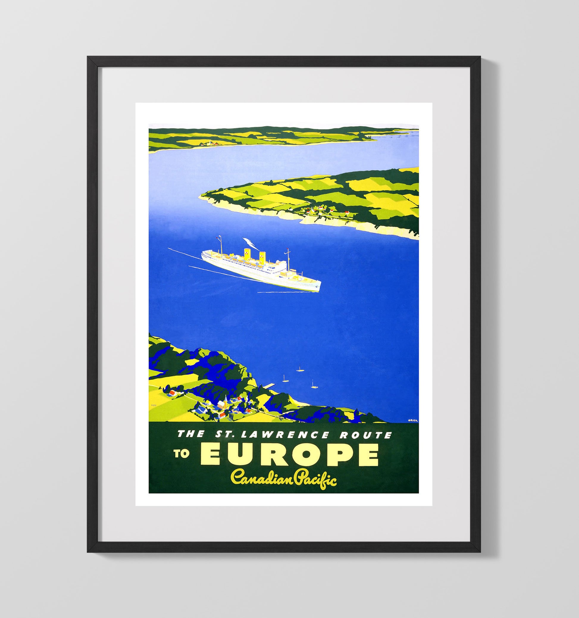 St. Lawrence Canadian Pacific Vintage Travel Print 16x20 Gallery Frame travel wall art print