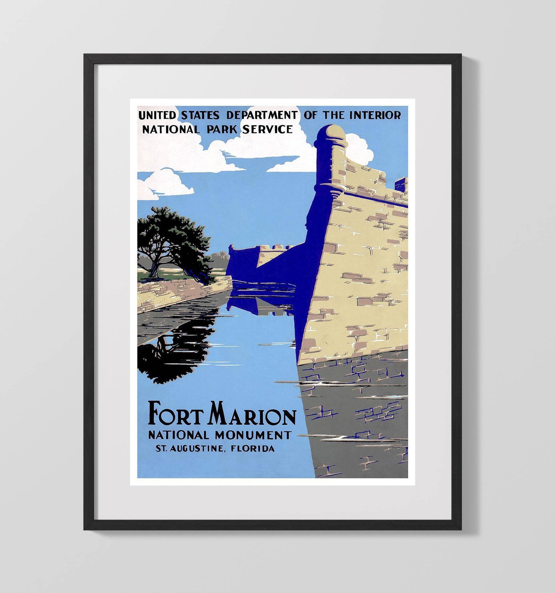 St Augustine Fort Marion Alt Vintage Travel Print 16x20 Gallery Frame travel wall art print