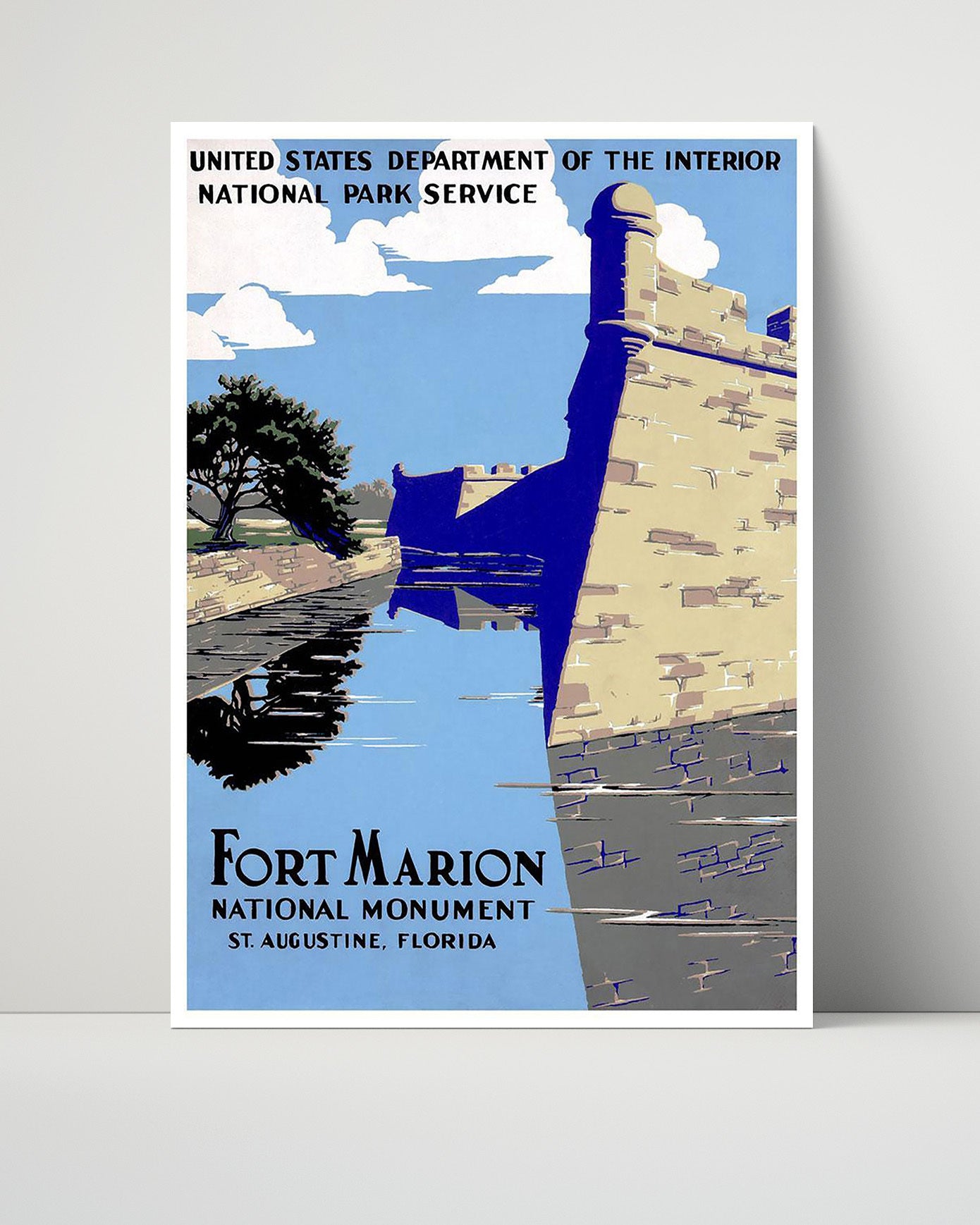 St Augustine Fort Marion Alt Vintage Travel Print 16x20 Unframed Print travel wall art print