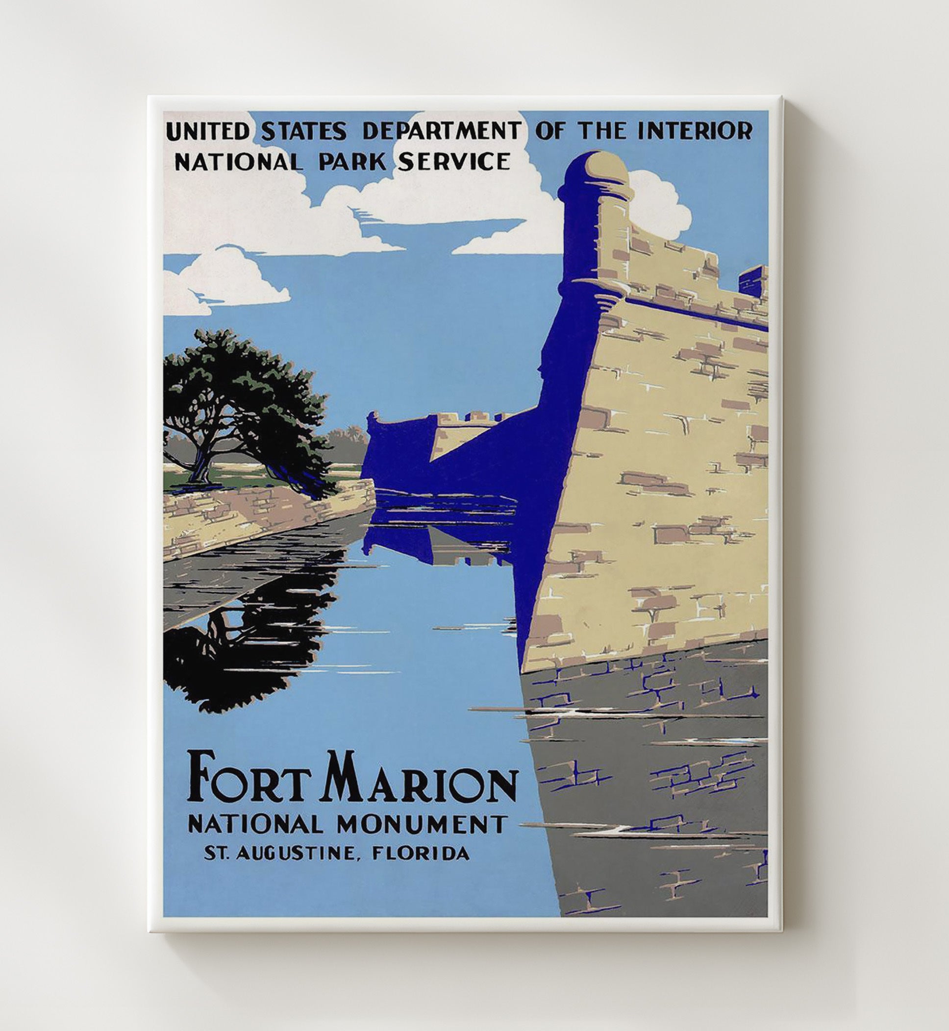 St Augustine Fort Marion Alt Vintage Travel Print 20x24 Canvas travel wall art print