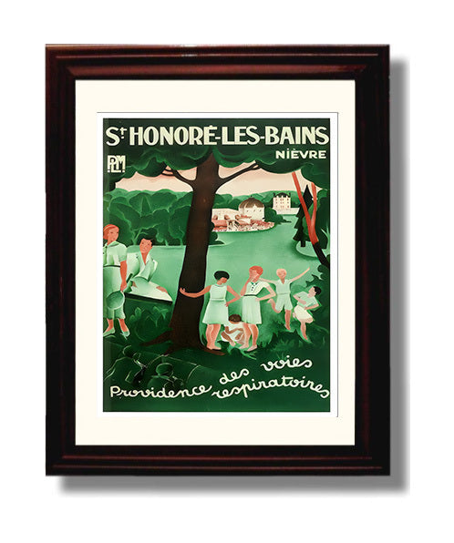 St Honore France Vintage Travel Print 8x10 Beveled Frame travel wall art print
