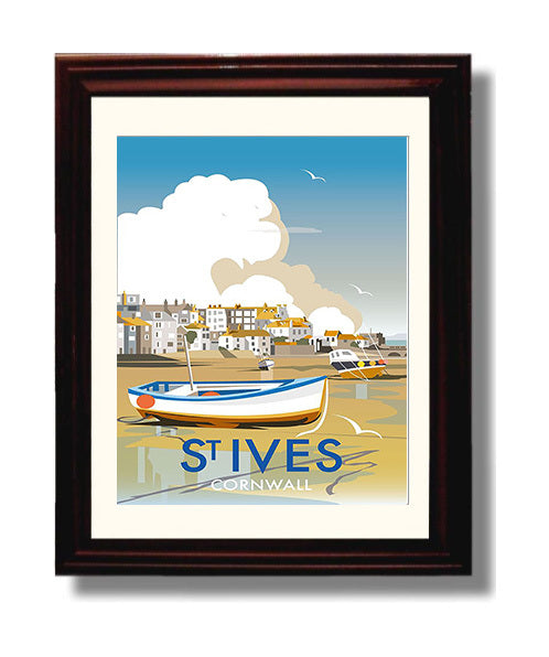 St Ives Cornwall Harbour travel poster wall art 8x10 Canvas
