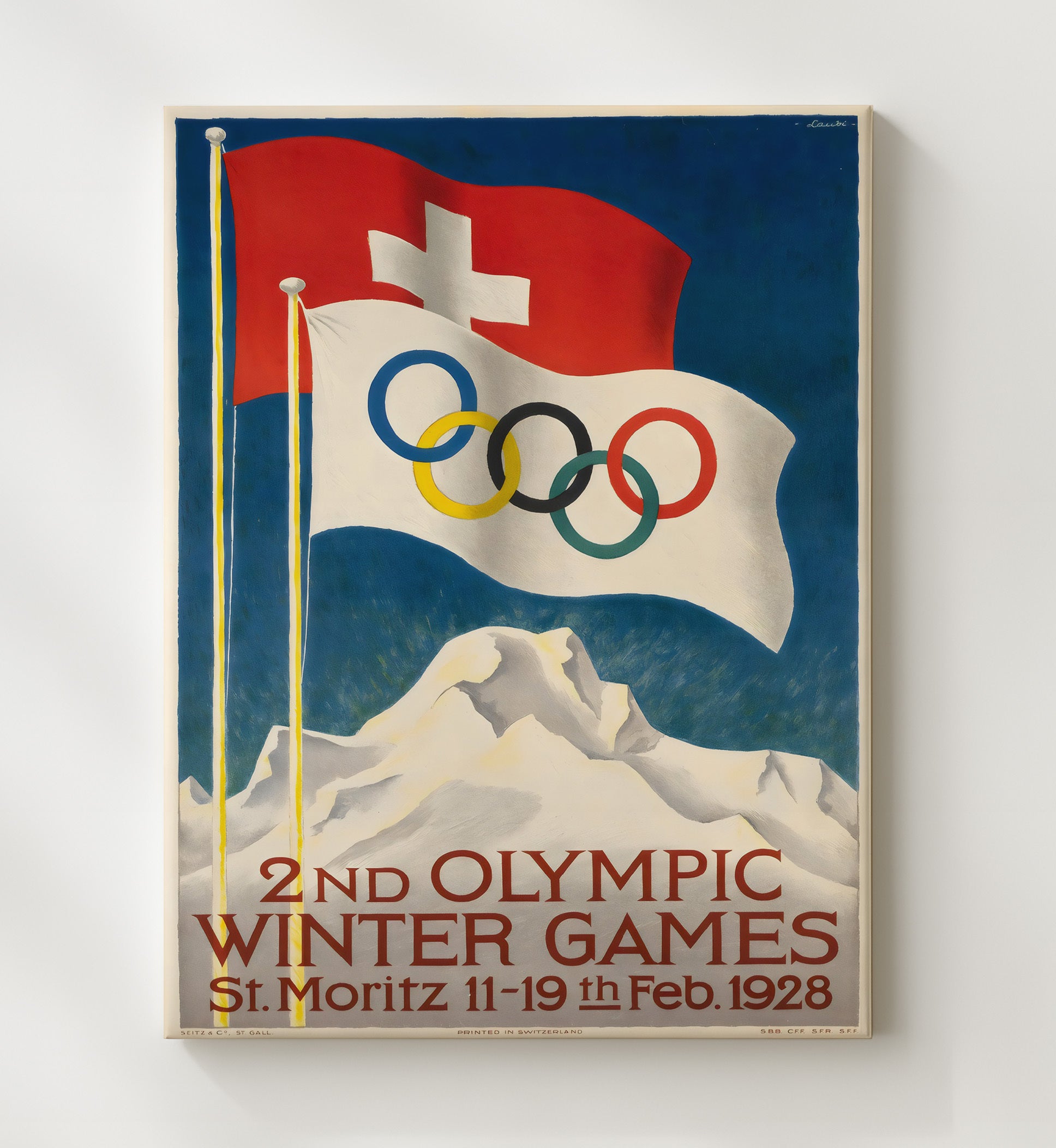 St Moritz Winter Games 1928 Vintage Travel Print 20x24 Canvas travel wall art print