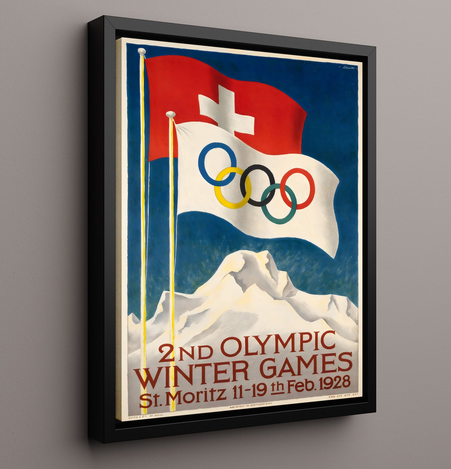 St Moritz Winter Games 1928 Vintage Travel Print 16x20 Framed Canvas travel wall art print