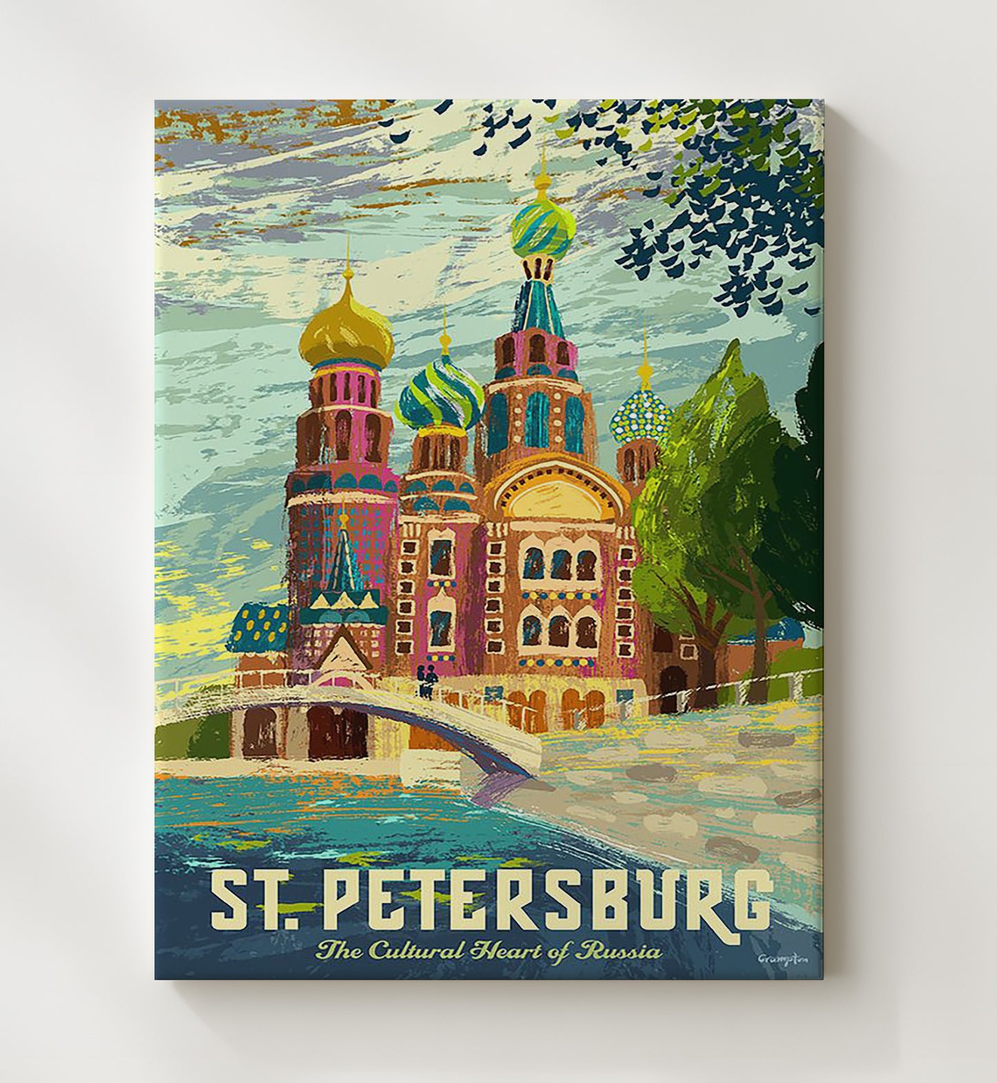 St Petersburg Cultural Heart Vintage Travel Print 20x24 Canvas travel wall art print