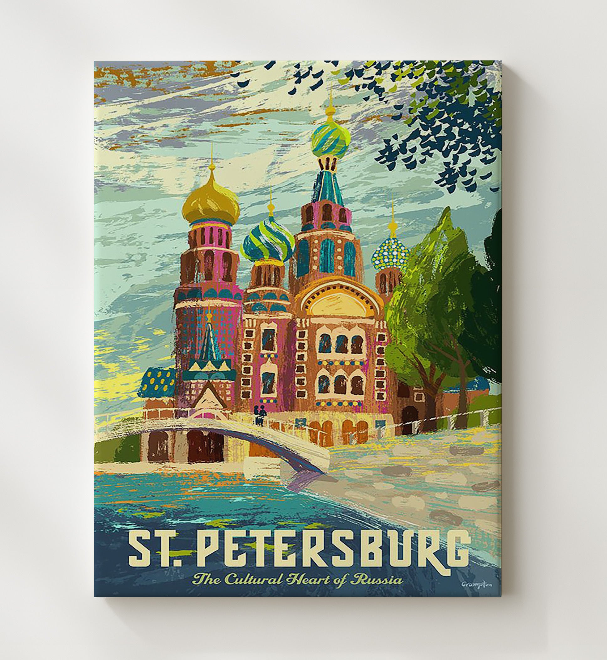 St Petersburg Cultural Heart Vintage Travel Print 20x24 Canvas travel wall art print