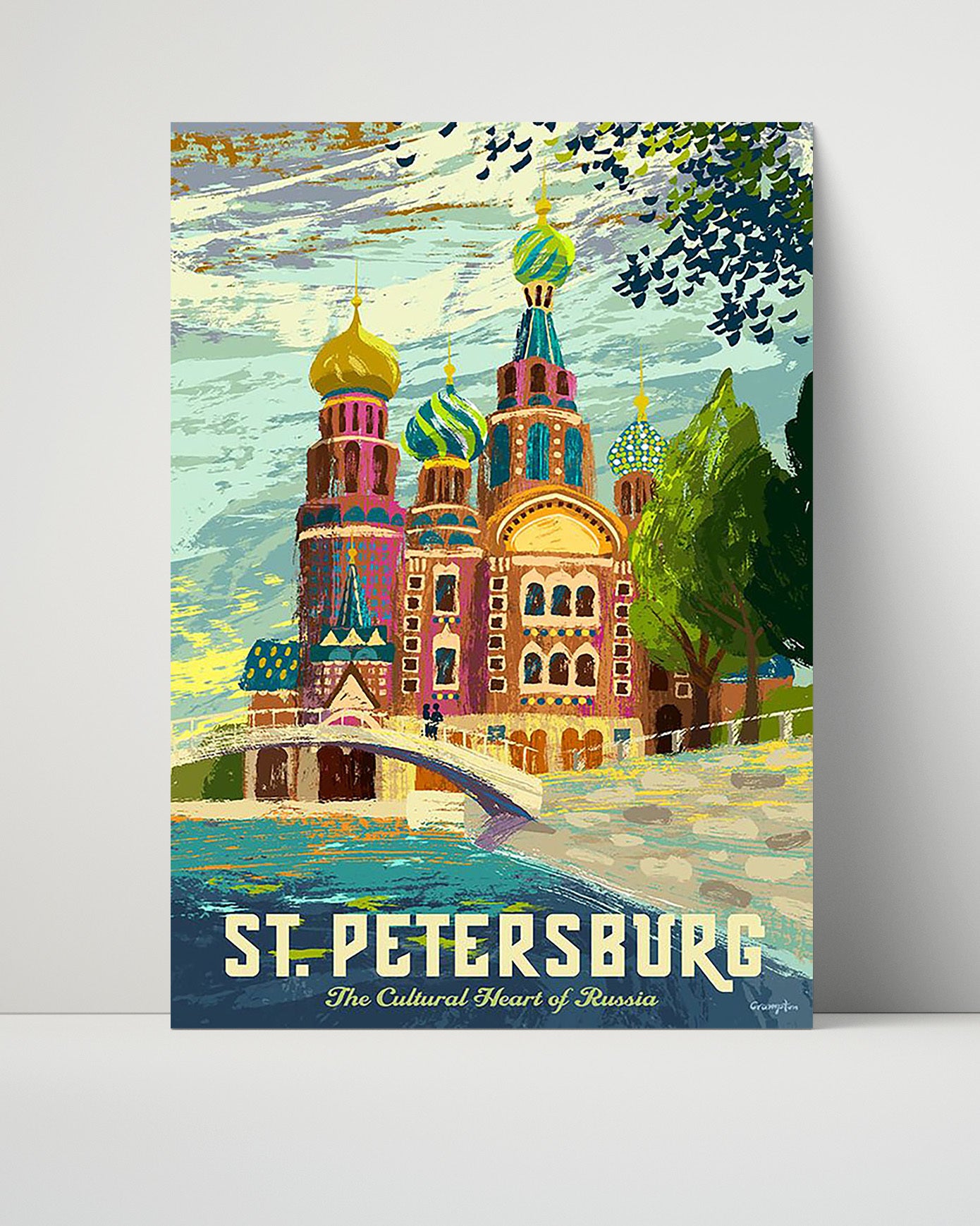 St Petersburg Cultural Heart Vintage Travel Print 16x20 Unframed Print travel wall art print