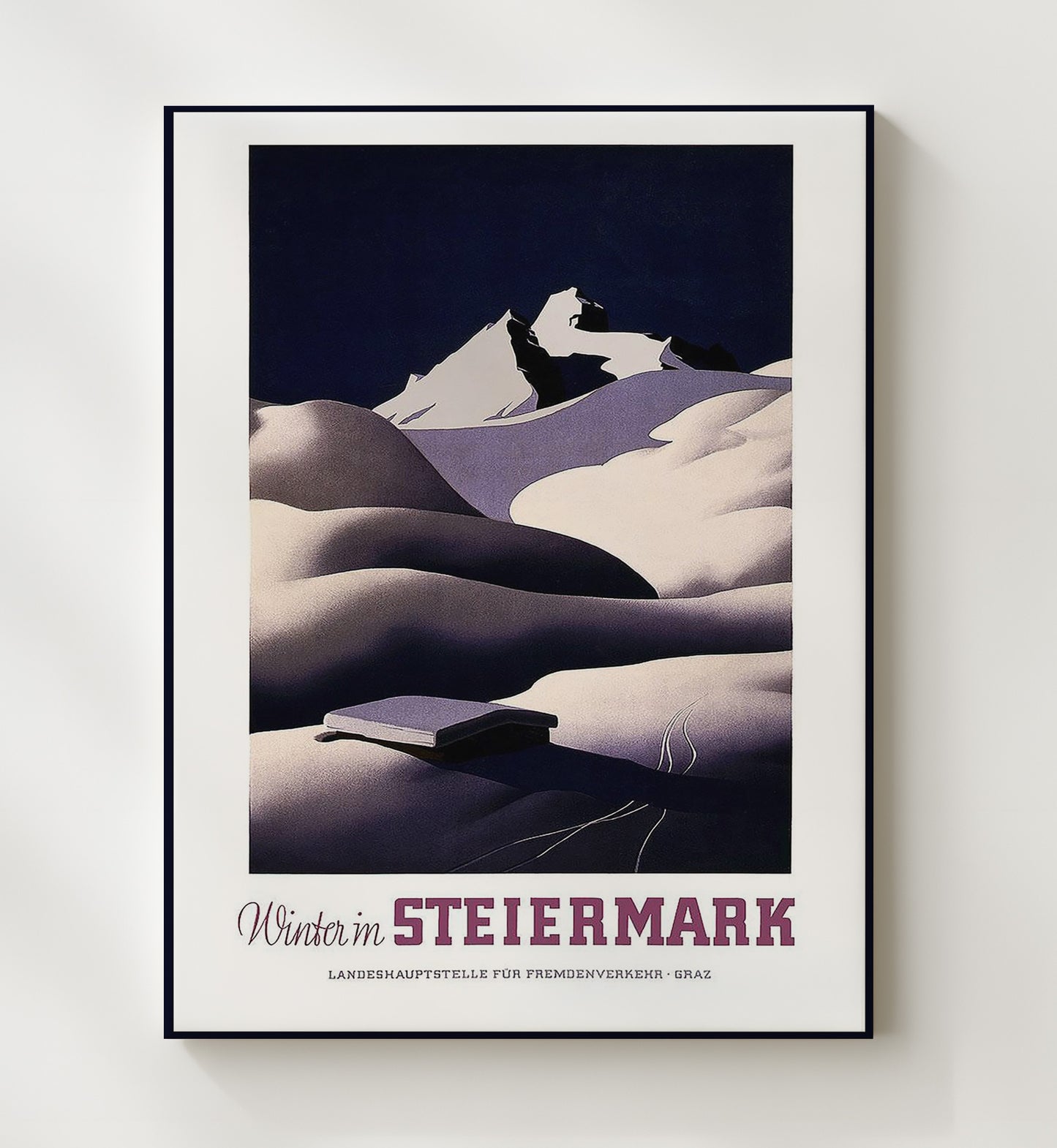 Steiermark Winter Vintage Travel Print 20x24 Canvas travel wall art print