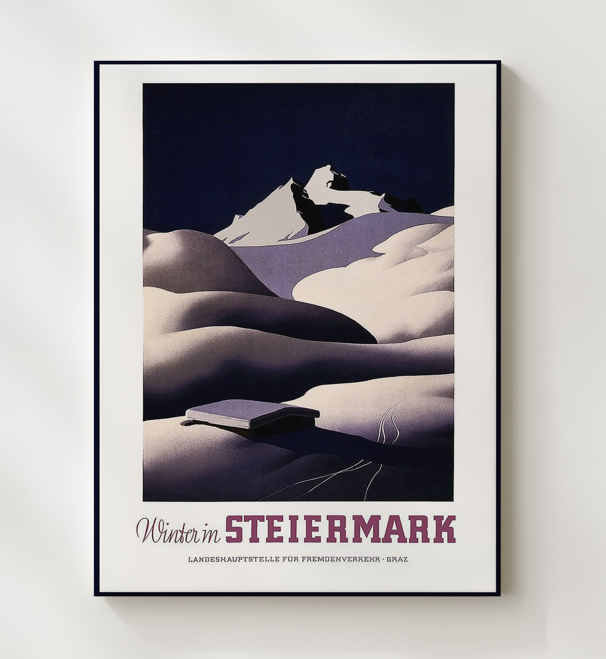 Steiermark Winter Vintage Travel Print 20x24 Canvas travel wall art print