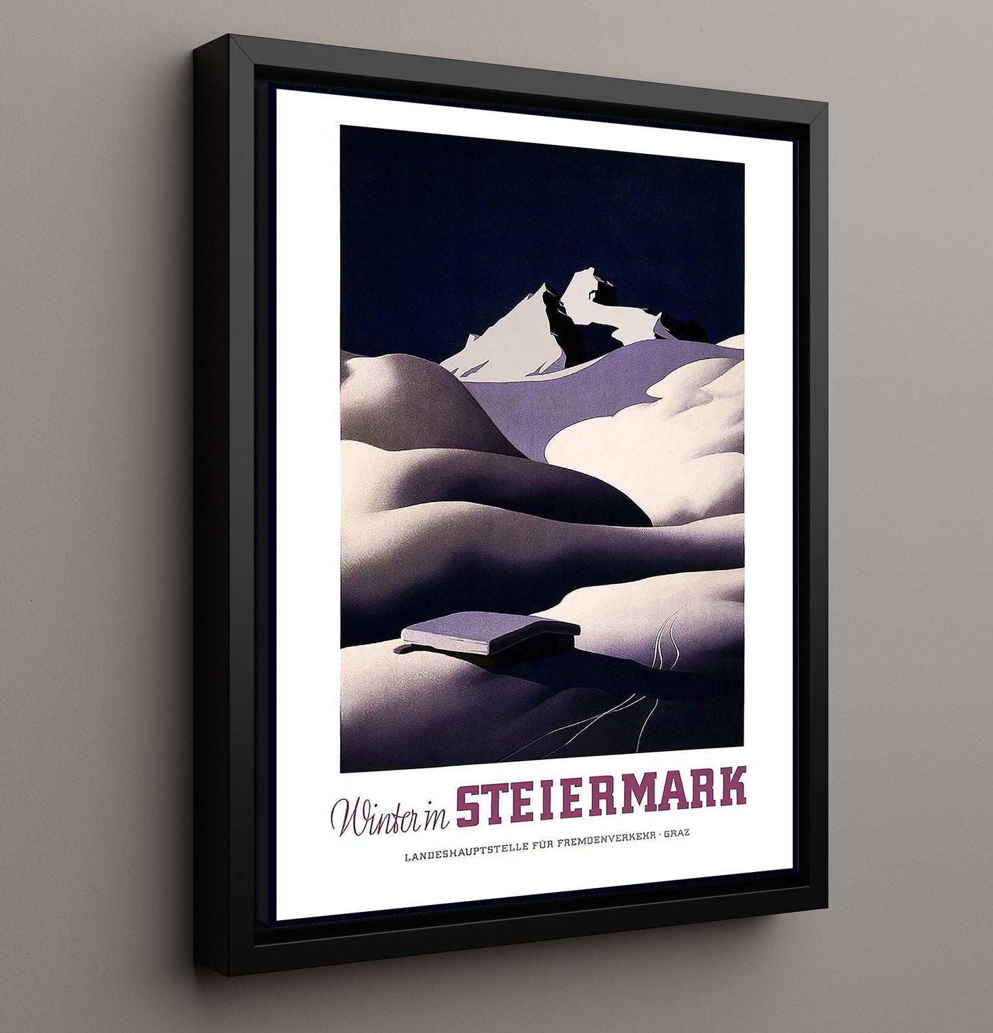 Steiermark Winter Vintage Travel Print 16x20 Framed Canvas travel wall art print