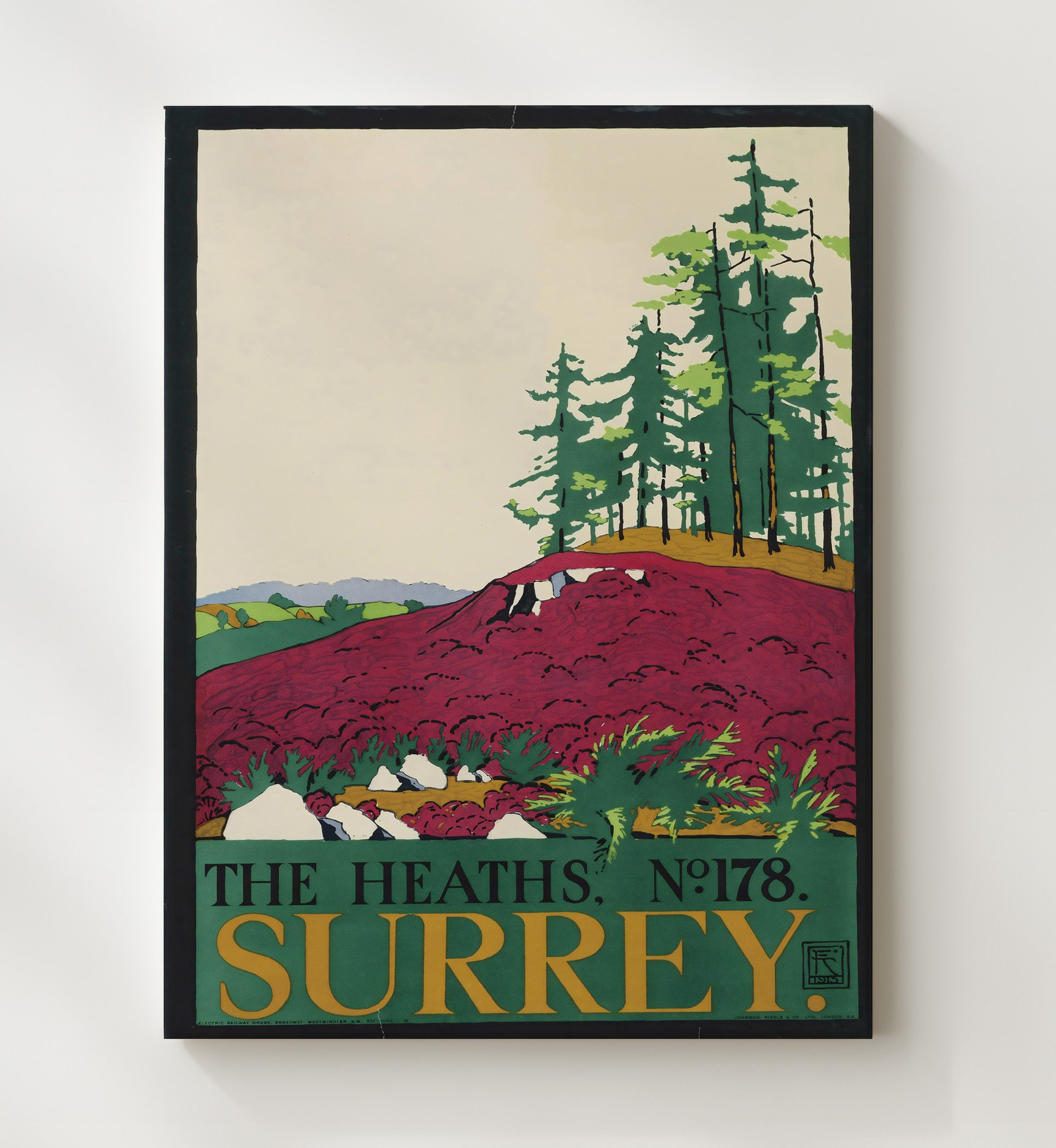 Surrey The Heaths Vintage Travel Print 20x24 Canvas travel wall art print
