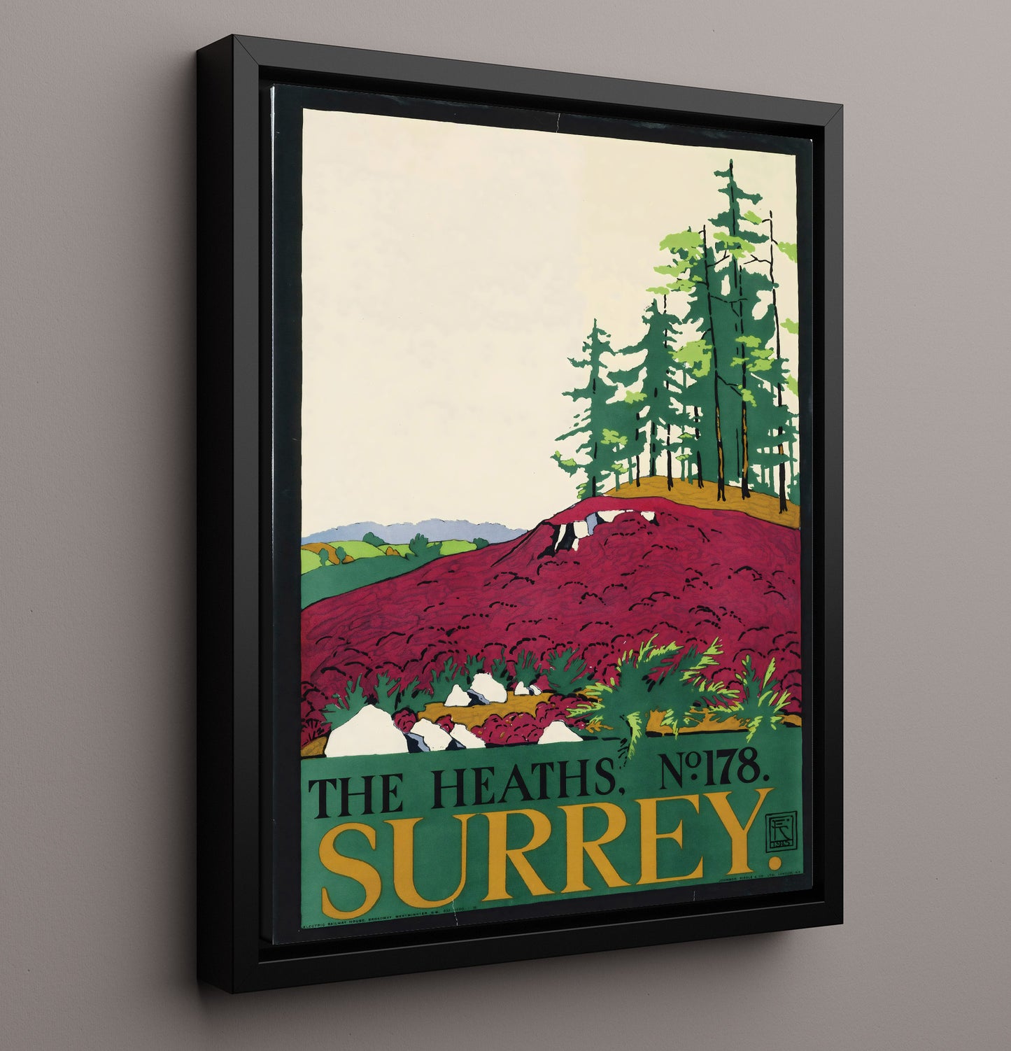 Surrey The Heaths Vintage Travel Print 16x20 Framed Canvas travel wall art print