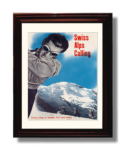 Swiss Alps Calling travel poster wall art 8x10 Canvas