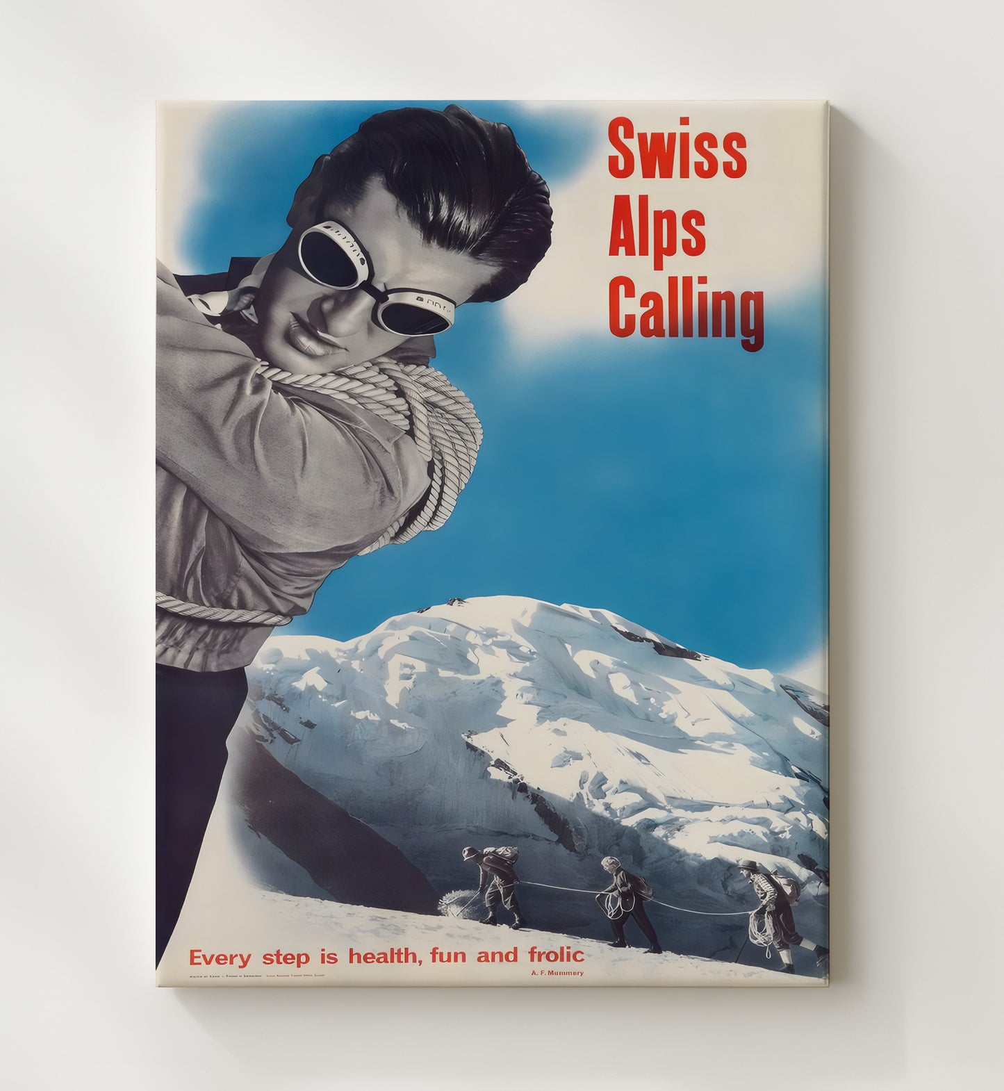 Swiss Alps Calling Vintage Travel Print 20x24 Canvas travel wall art print