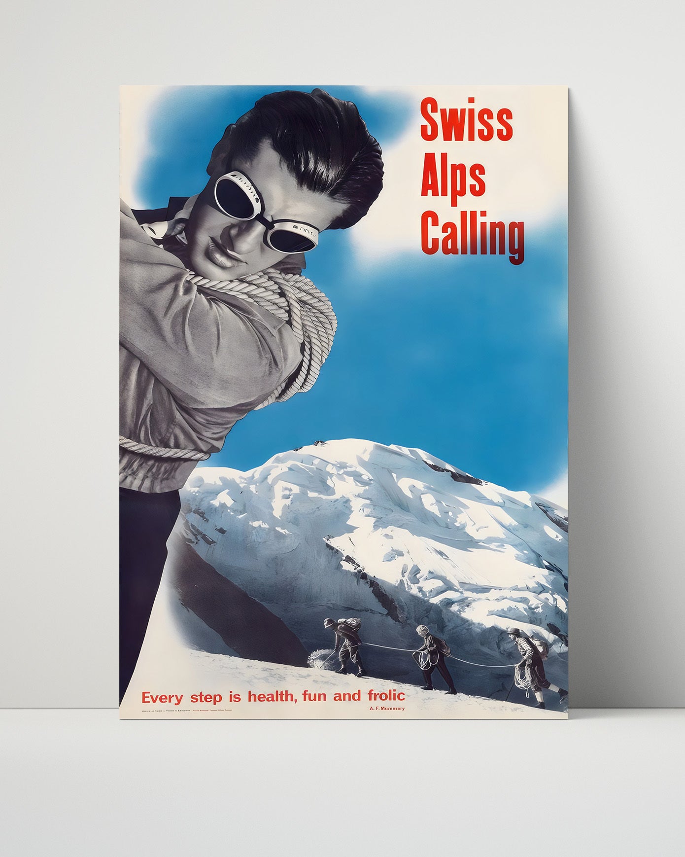Swiss Alps Calling Vintage Travel Print 16x20 Unframed Print travel wall art print