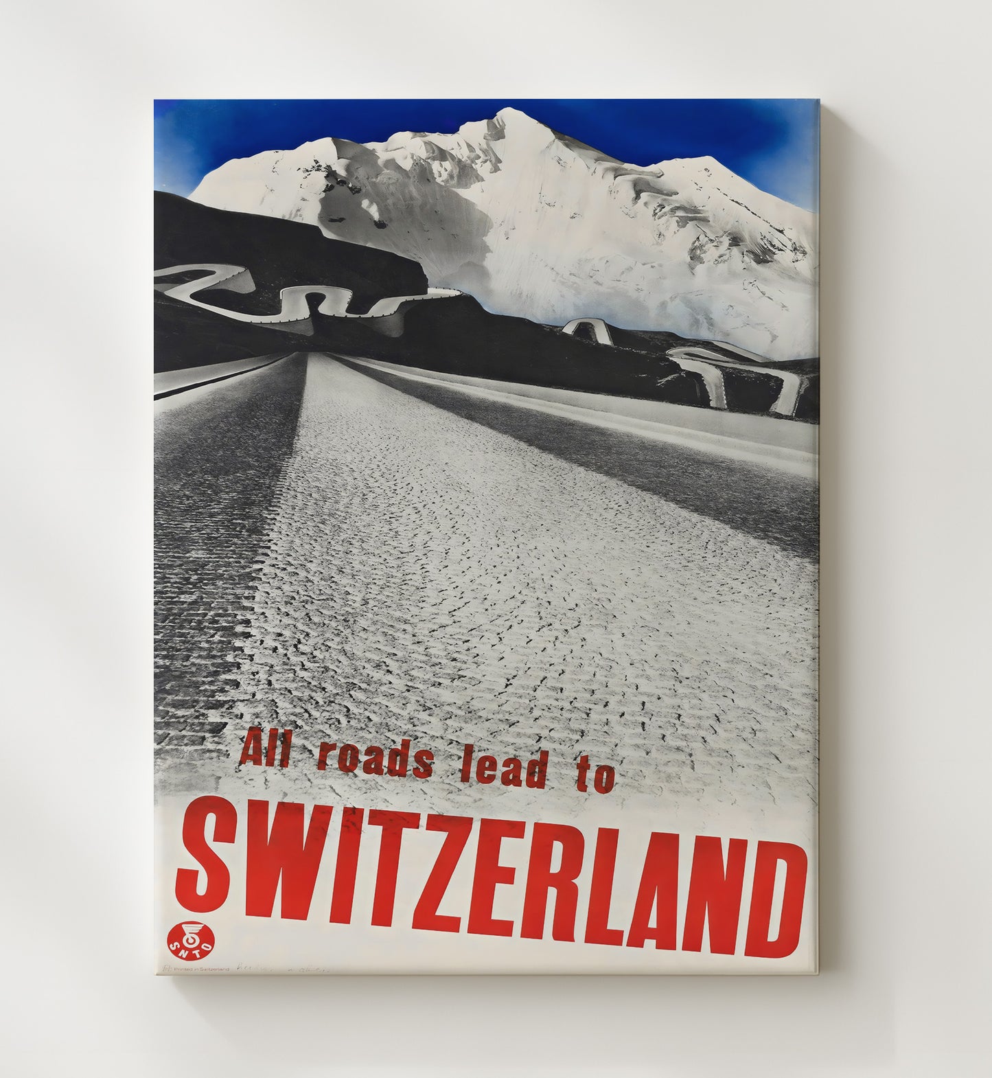 Switzerland Alpine Roads Vintage Travel Print 20x24 Canvas travel wall art print