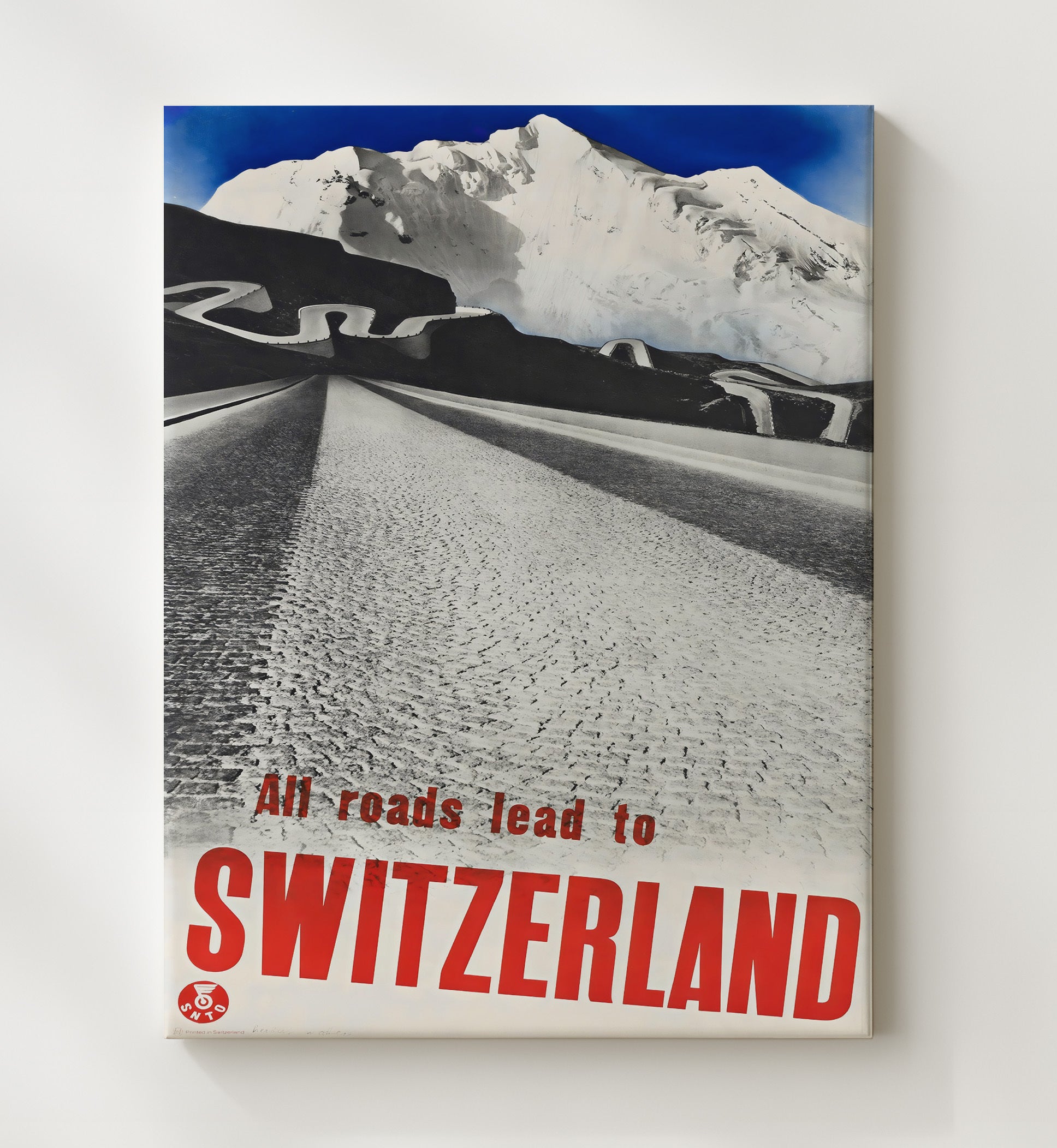 Switzerland Alpine Roads Vintage Travel Print 20x24 Canvas travel wall art print