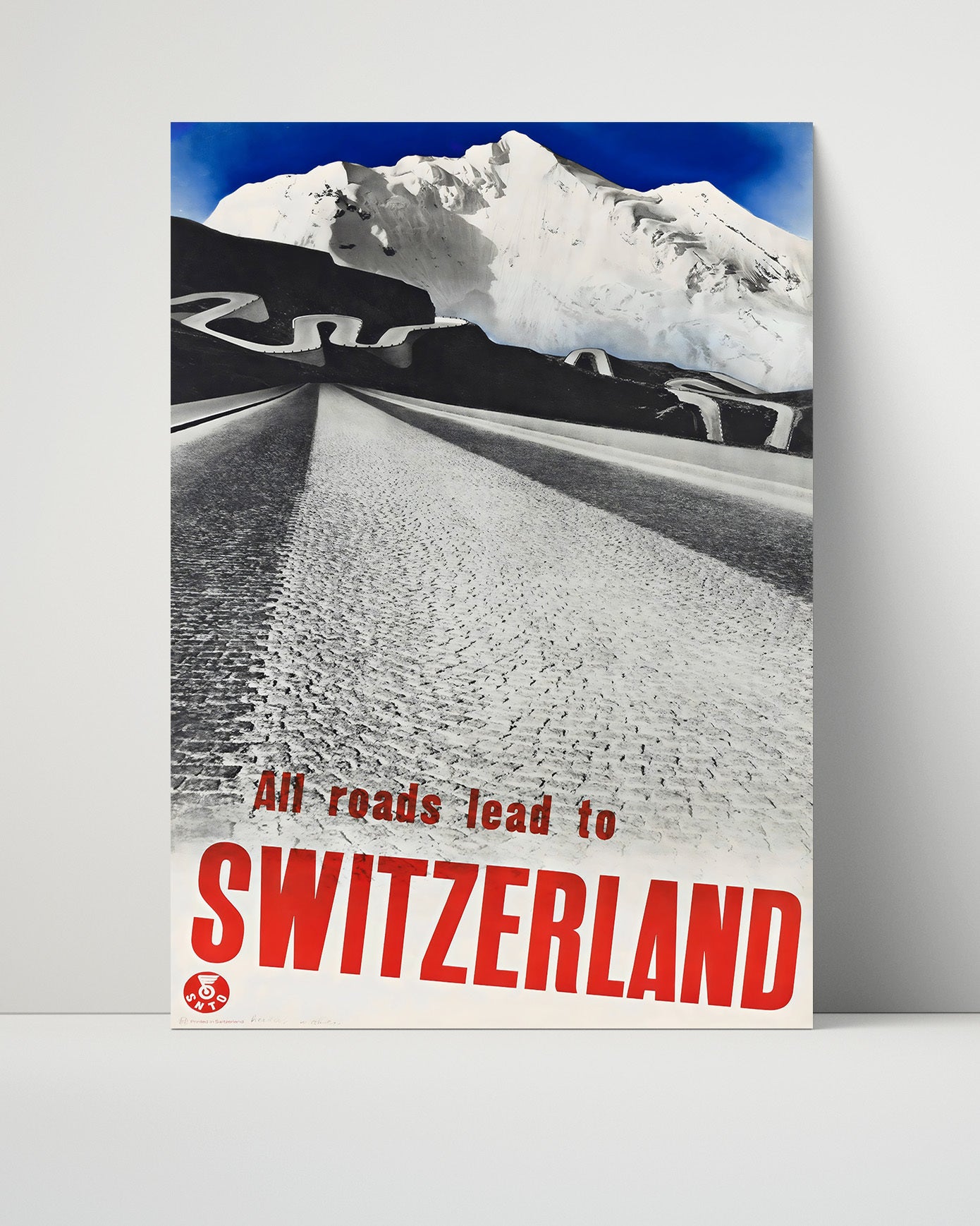 Switzerland Alpine Roads Vintage Travel Print 16x20 Unframed Print travel wall art print