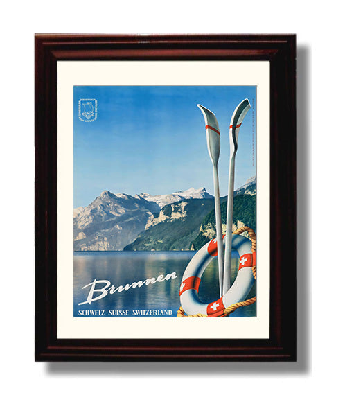 Switzerland Brunnen travel poster wall art 8x10 Canvas