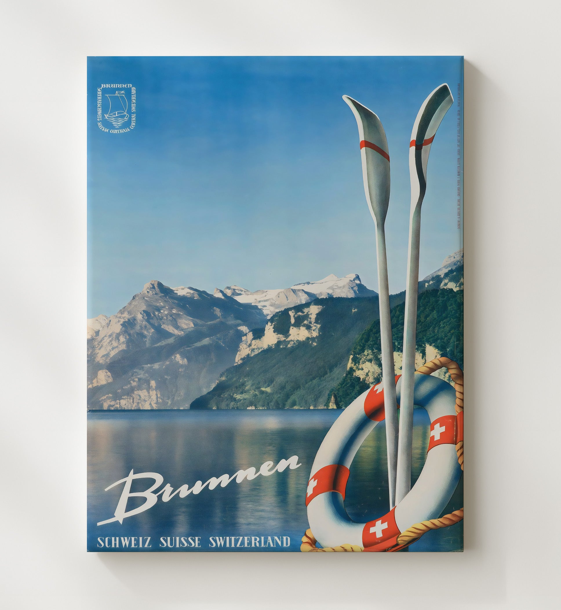 Switzerland Brunnen Vintage Travel Print 20x24 Canvas travel wall art print